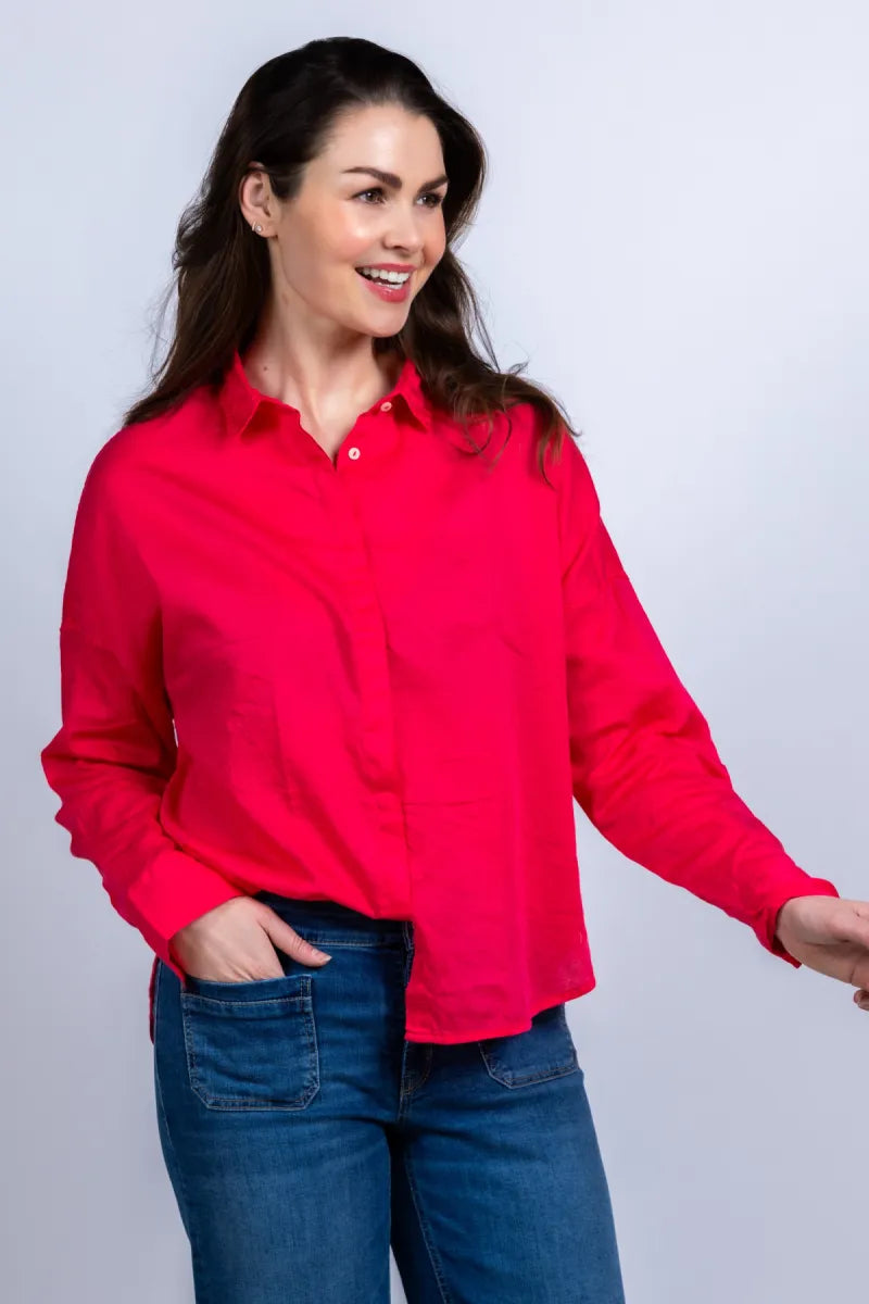0039 ITALY Blouse met knopen - Pink/cyclaam