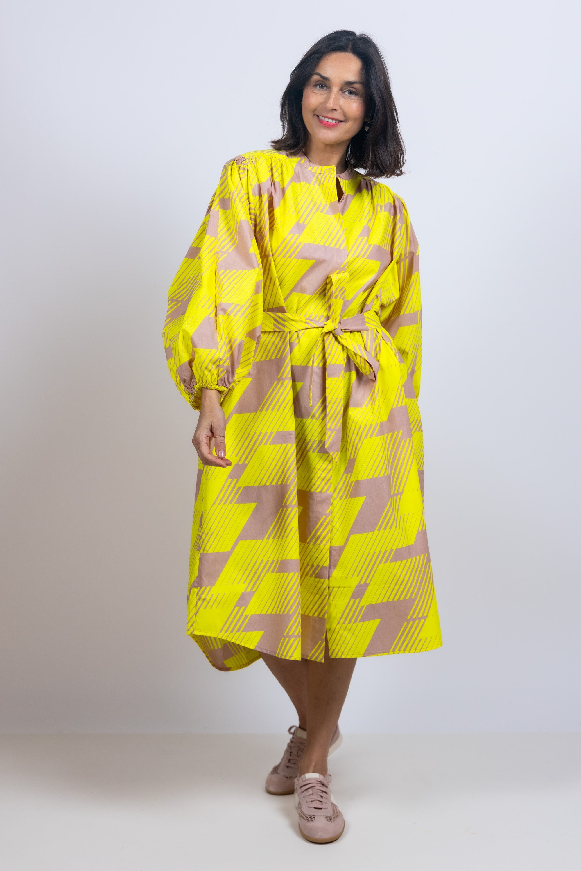 Jurk met ceintuur - Geel