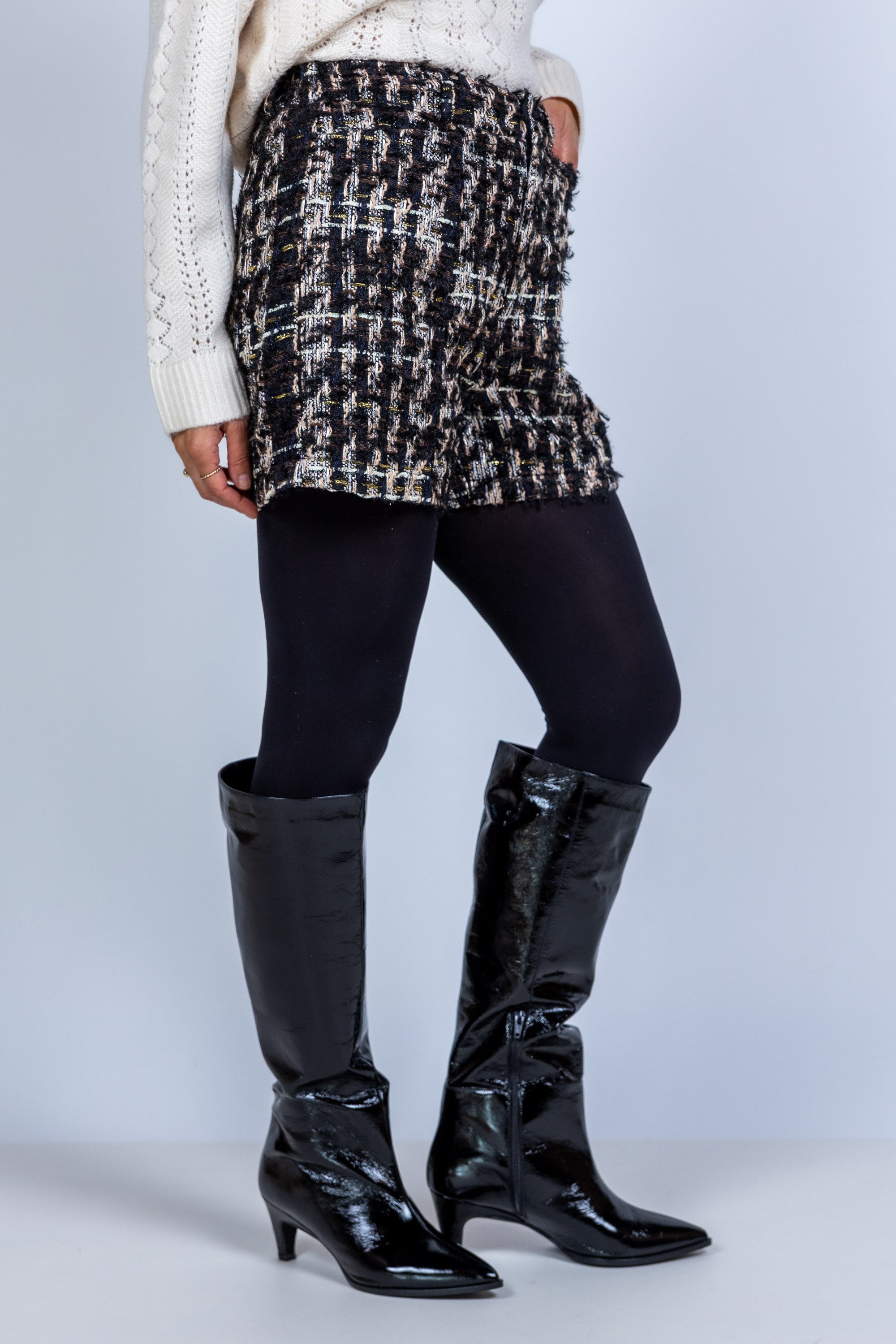 Short met ruitpatroon - Zwart