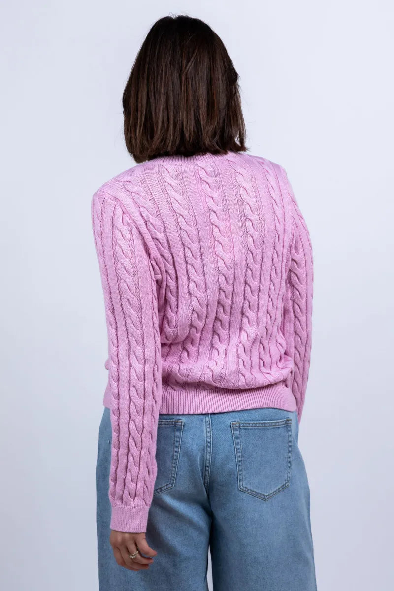 MODSTROM MODSTROM sabre oneck Trui met kabelpatroon - Roze
