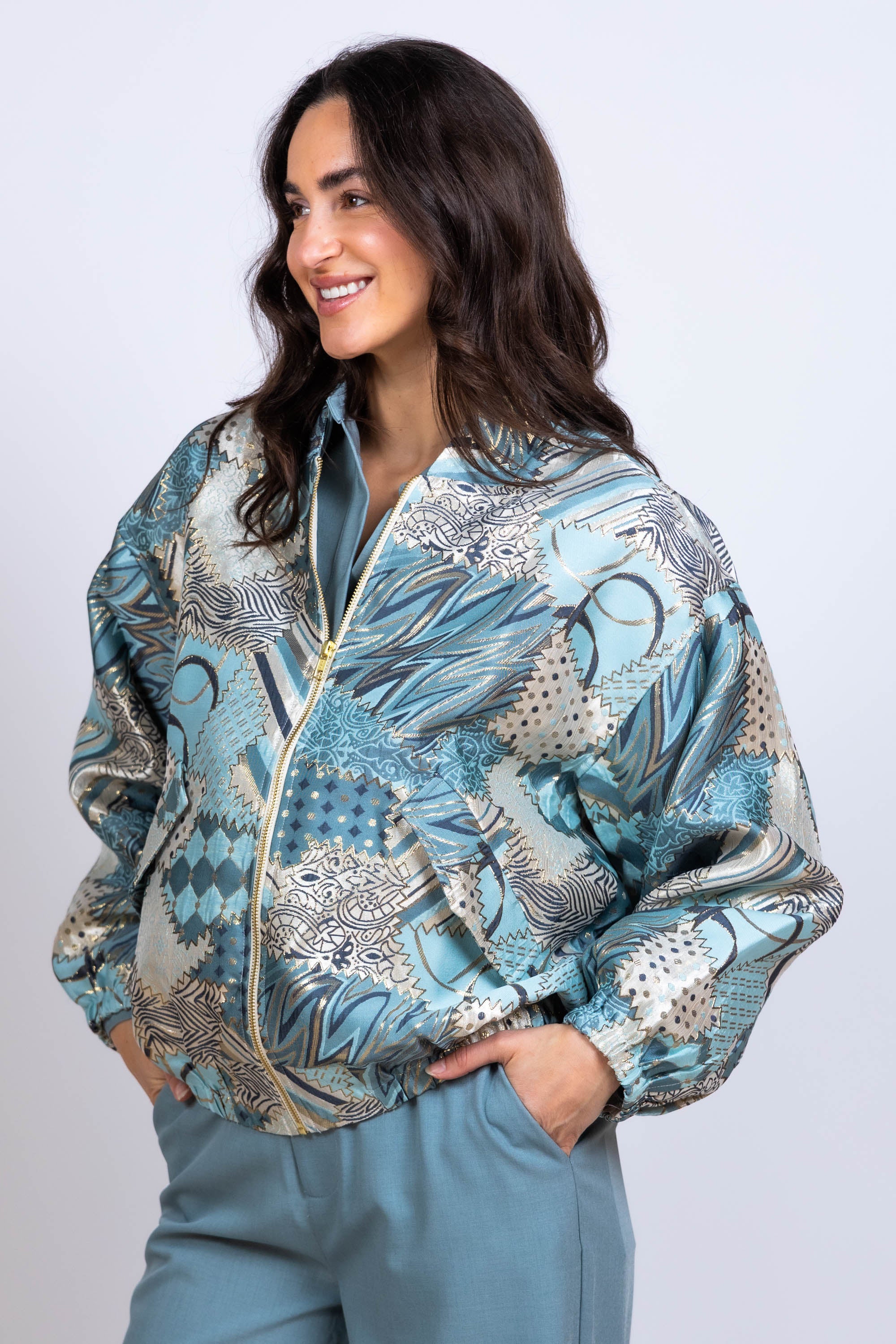 Bomberjack met print - Mint