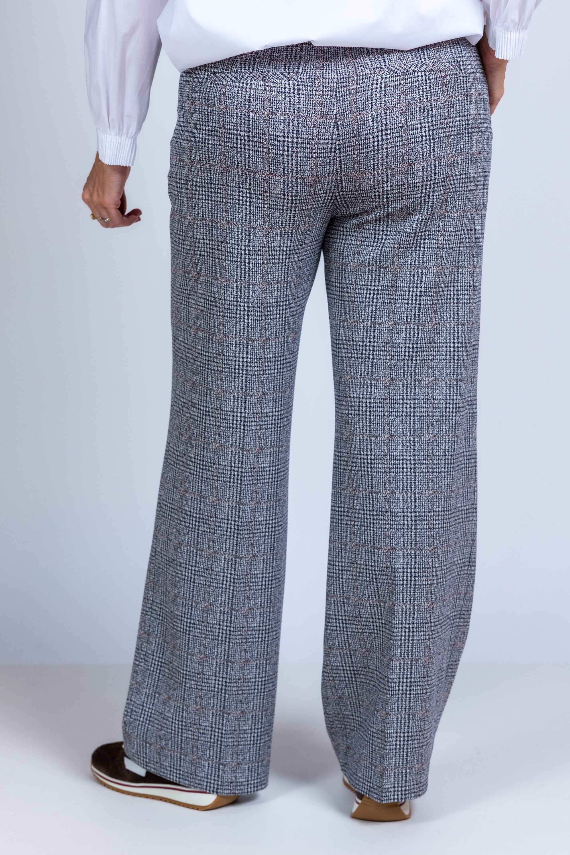 Wijde pantalon met dessin - Middengrijs
