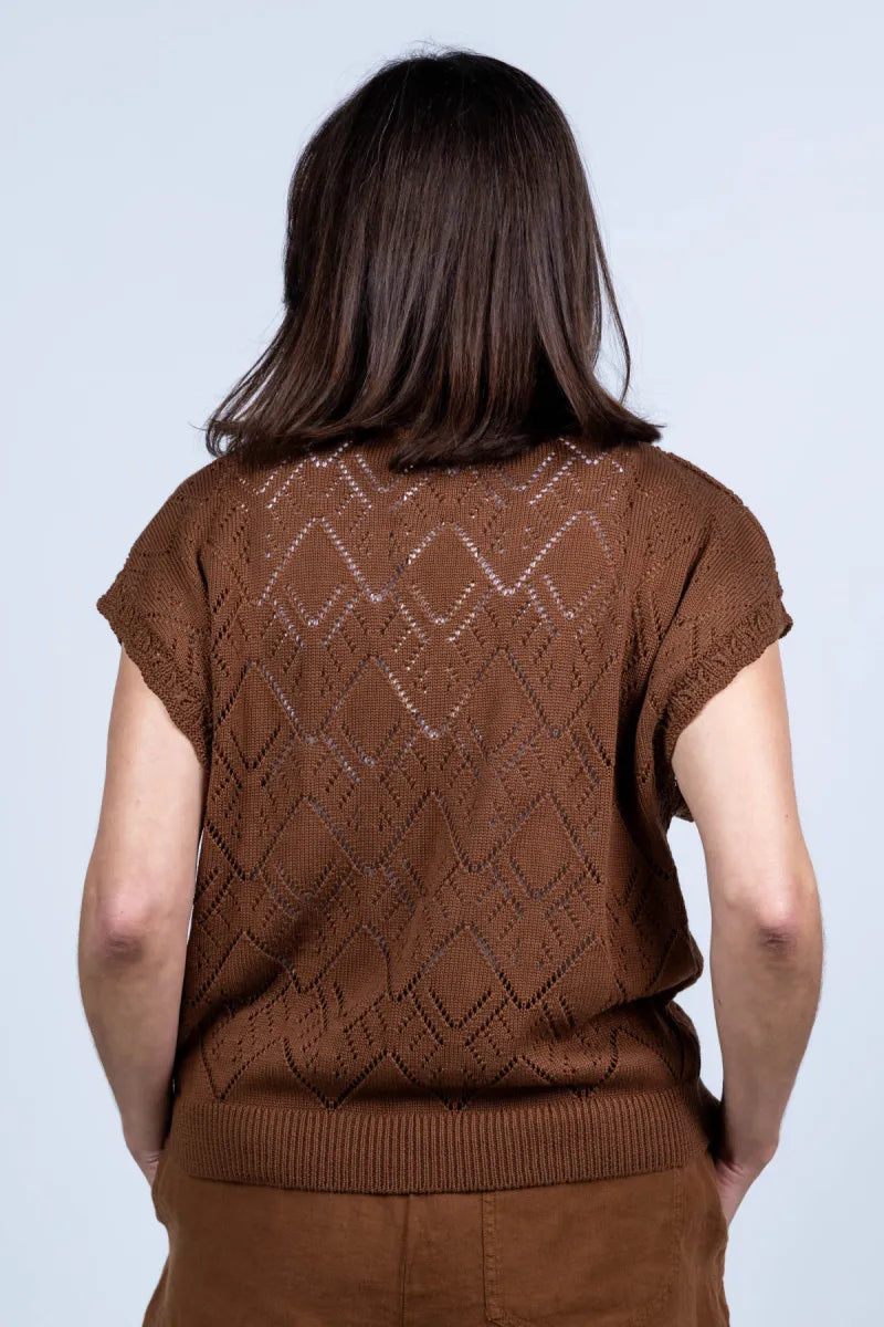 BELLAMY GALLERY BELLAMY GALLERY BG52-11 matsu BELLAMY GALLERY BG52-11 matsu Trui met patroon - Cognac