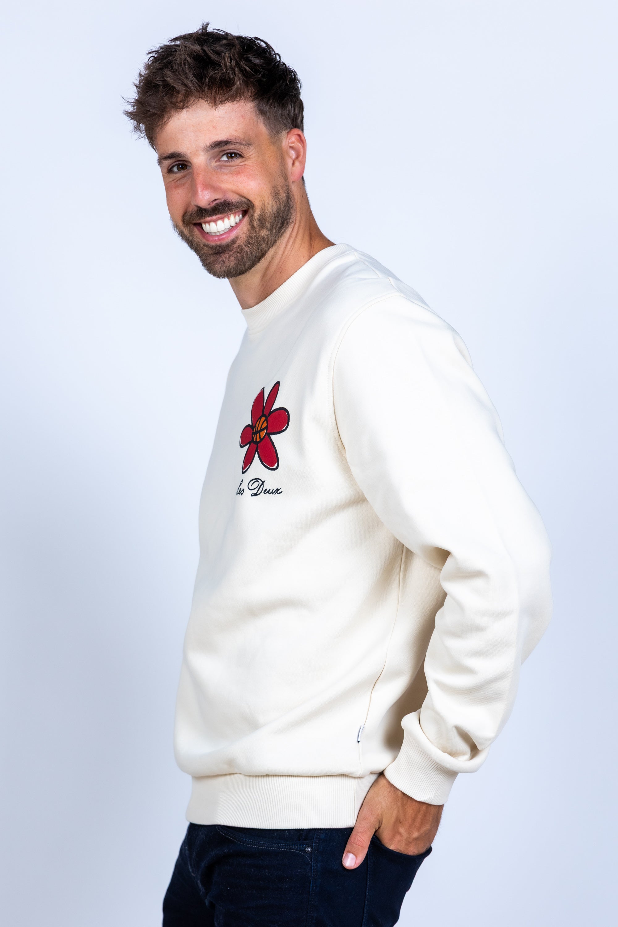 Sweater met bloem - Ecru