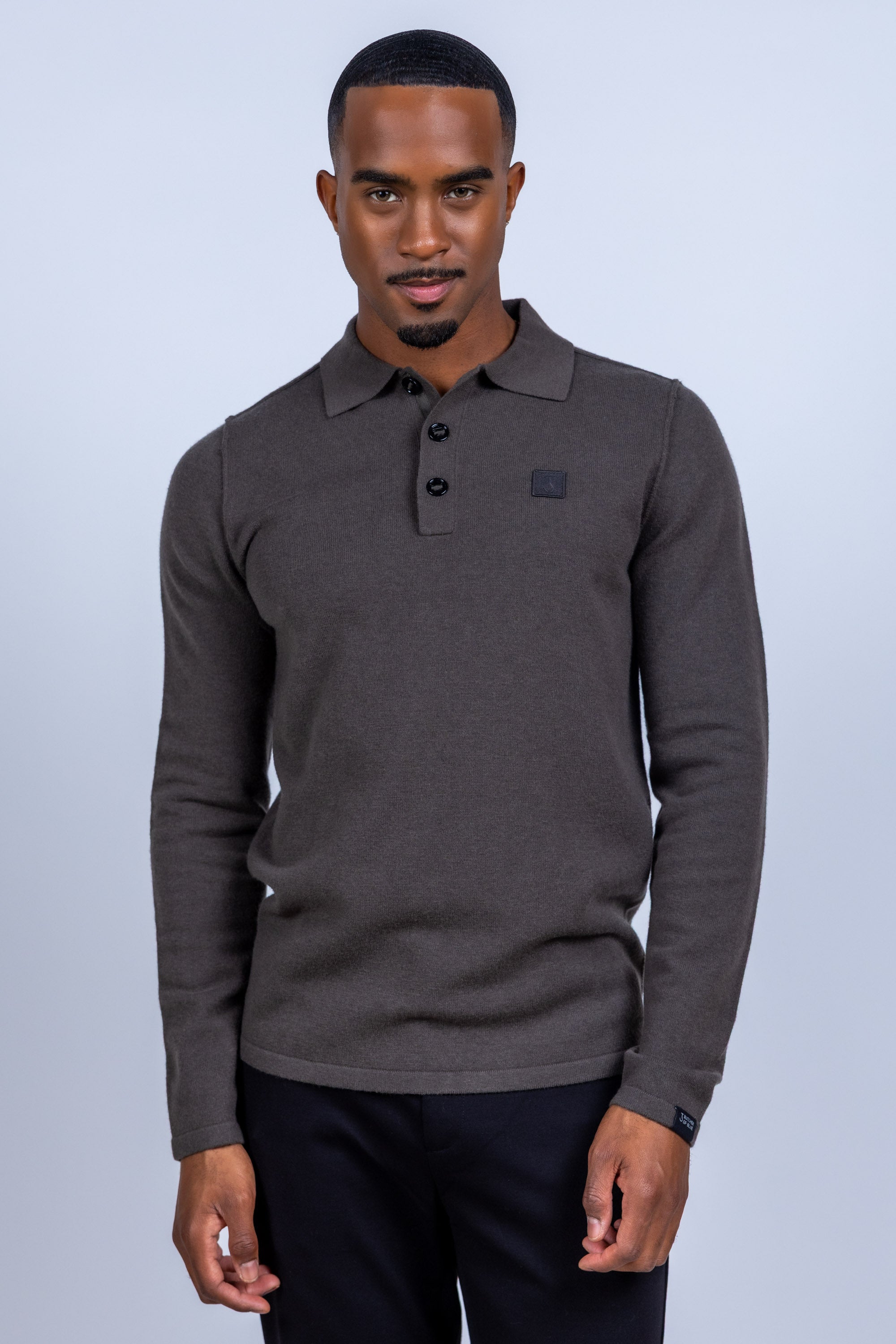 Poloshirt met knopen - Bronsbruin