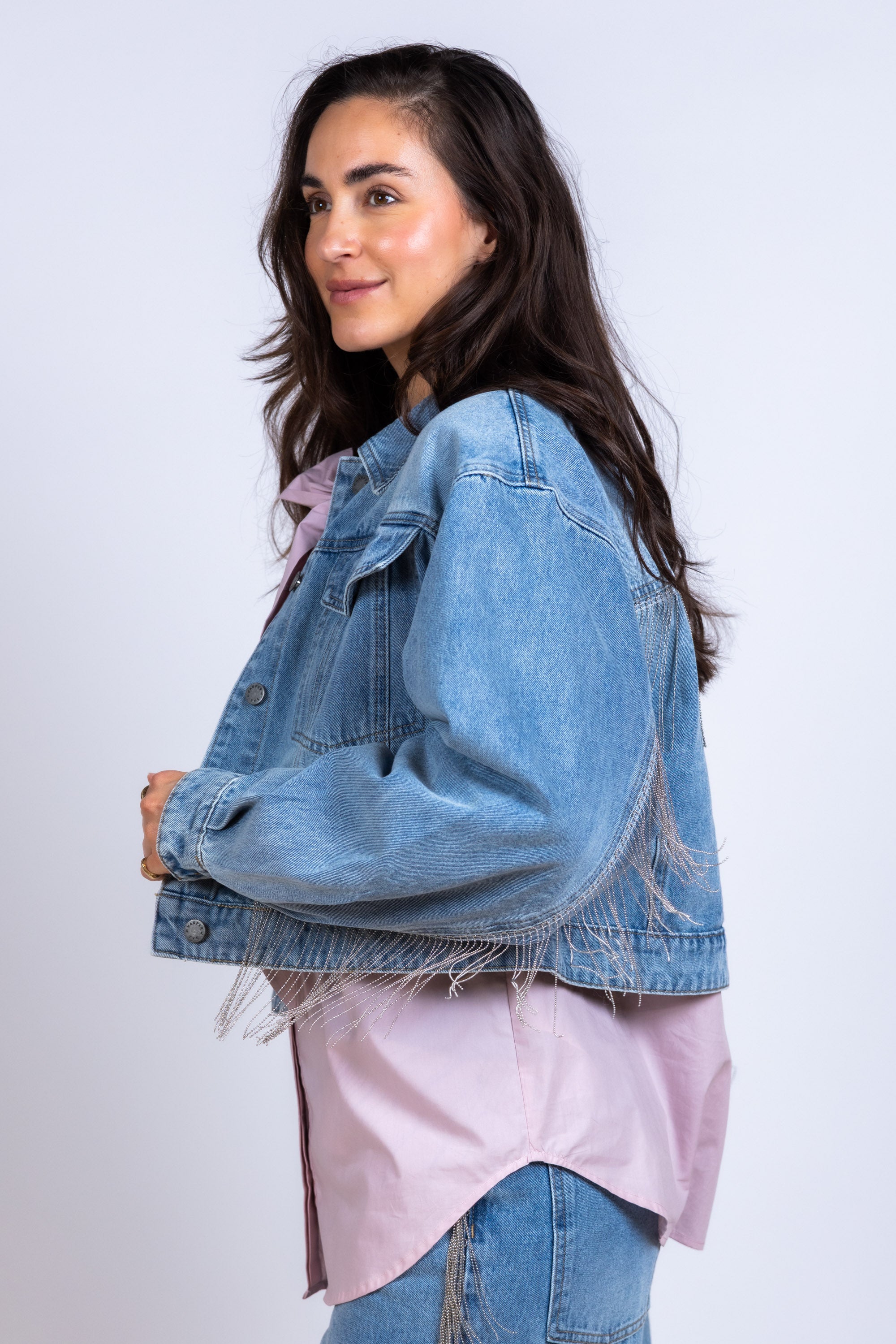 Spijkerjasje met franjes - Licht jeans
