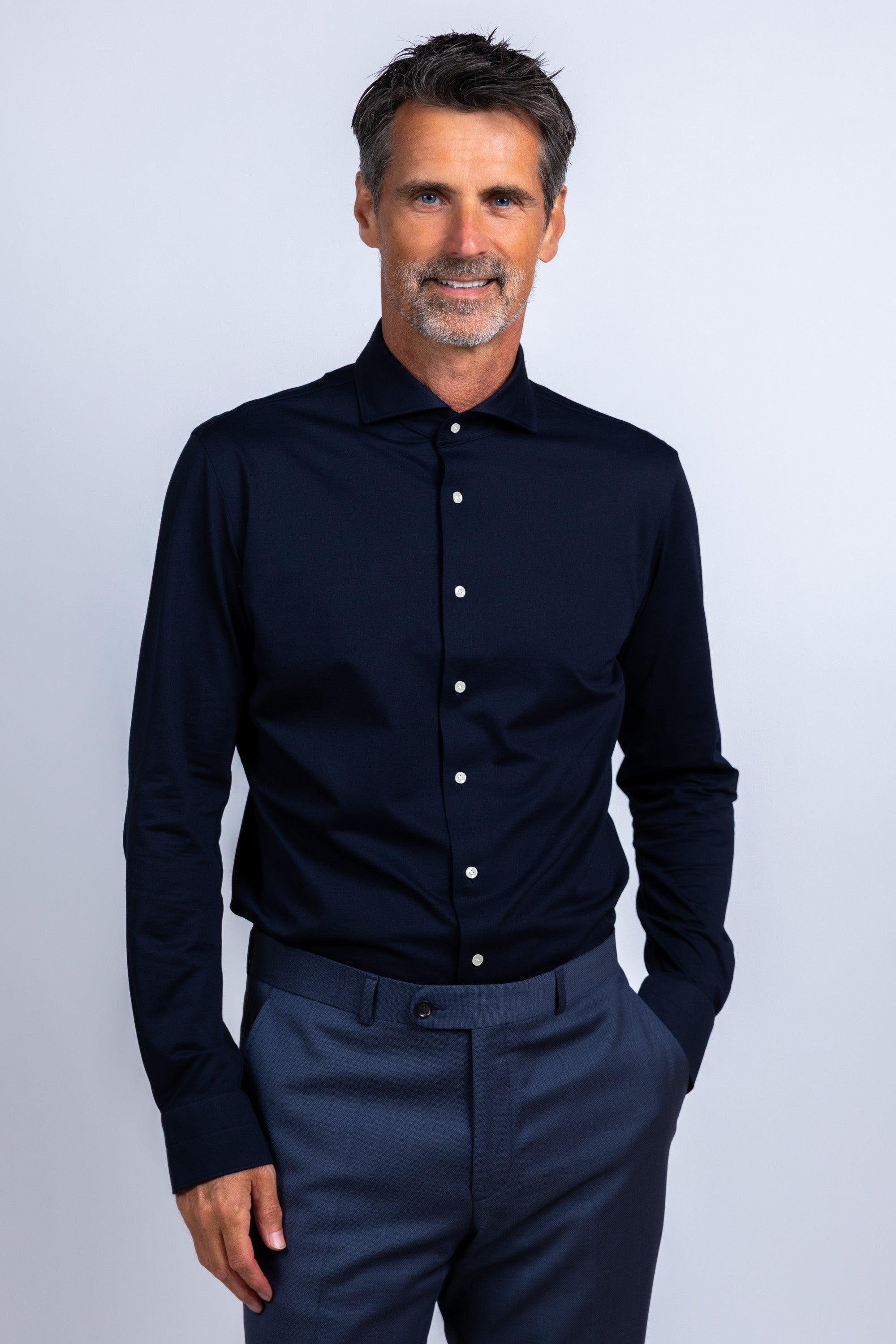 Overhemd met knopen - Marine