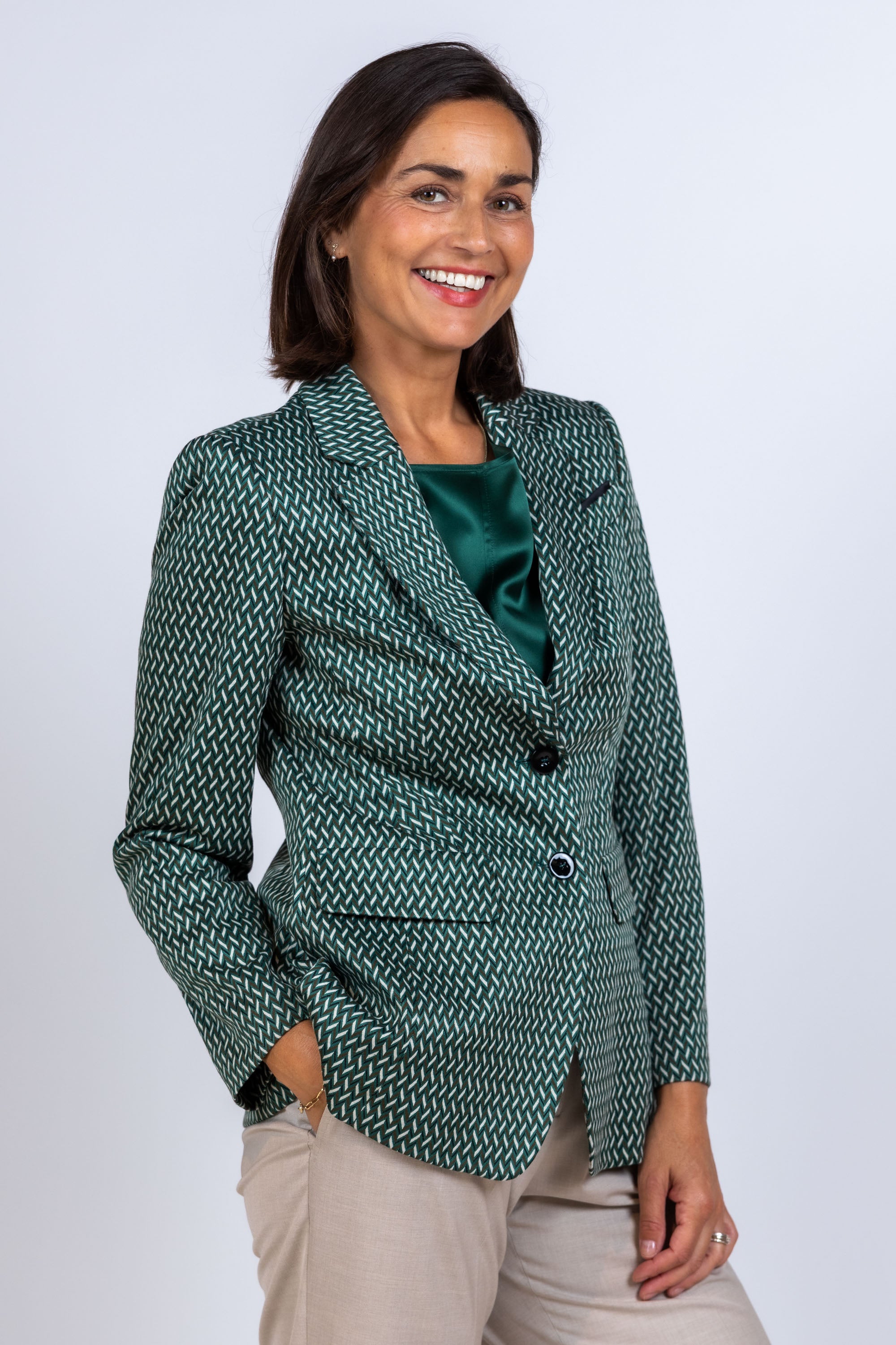 Blazer met knopen - Flessegroen