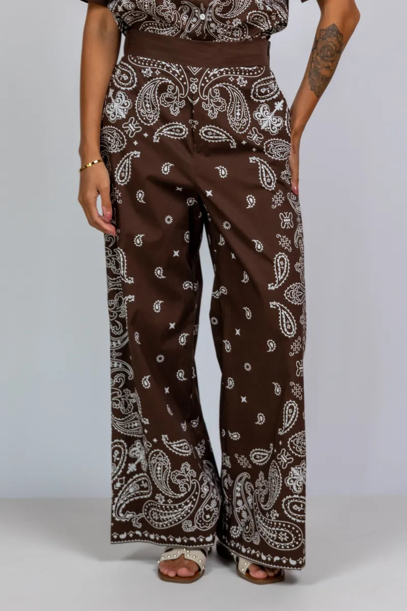 SUNCOO SUNCOO JESSY Wijde broek met print - Bruin