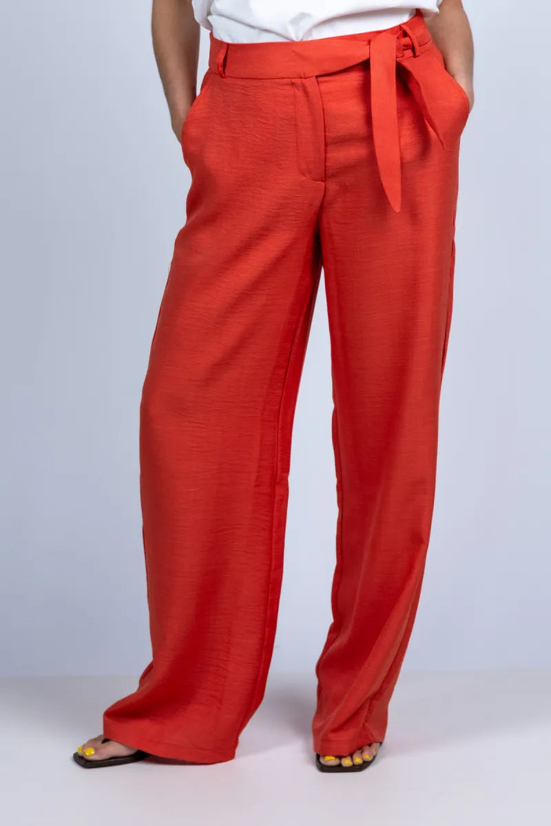 GEISHA GEISHA 61100-60 Wijde broek met ceintuur - Steenrood
