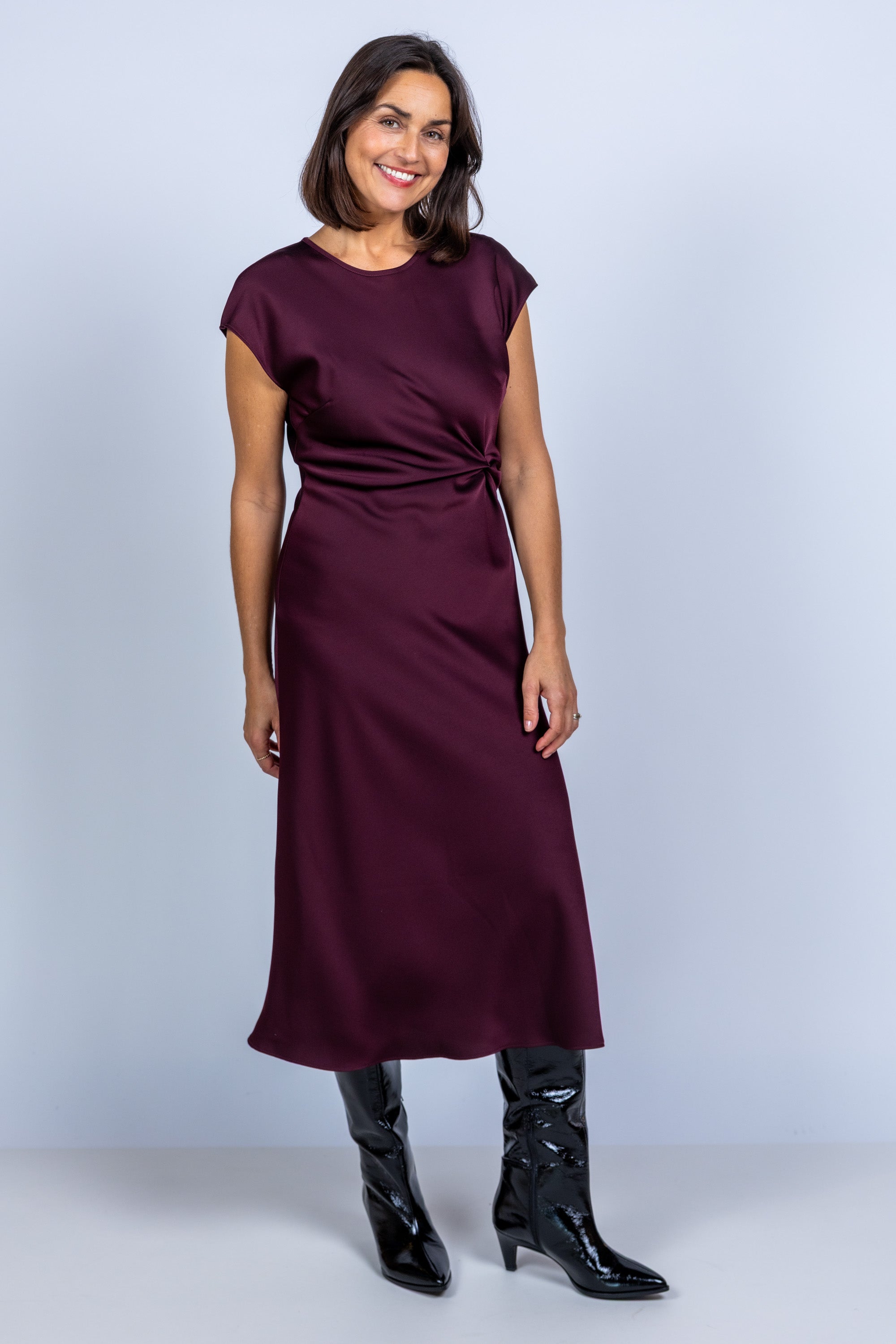 Jurk met knoopdetail - Burgundy