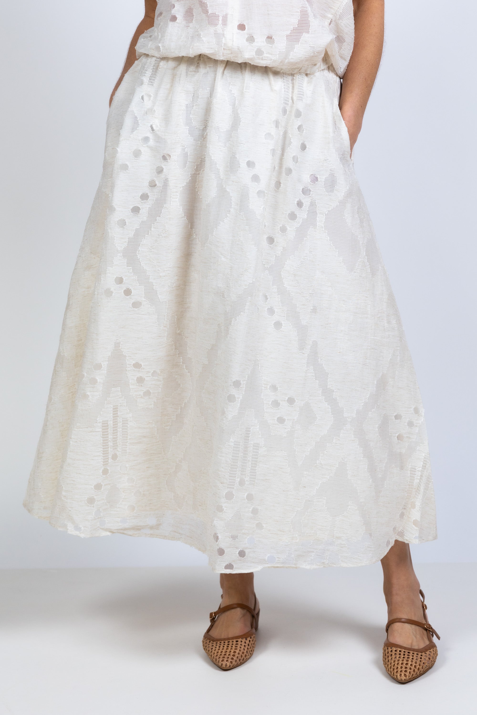 Rok met dessin - Ecru