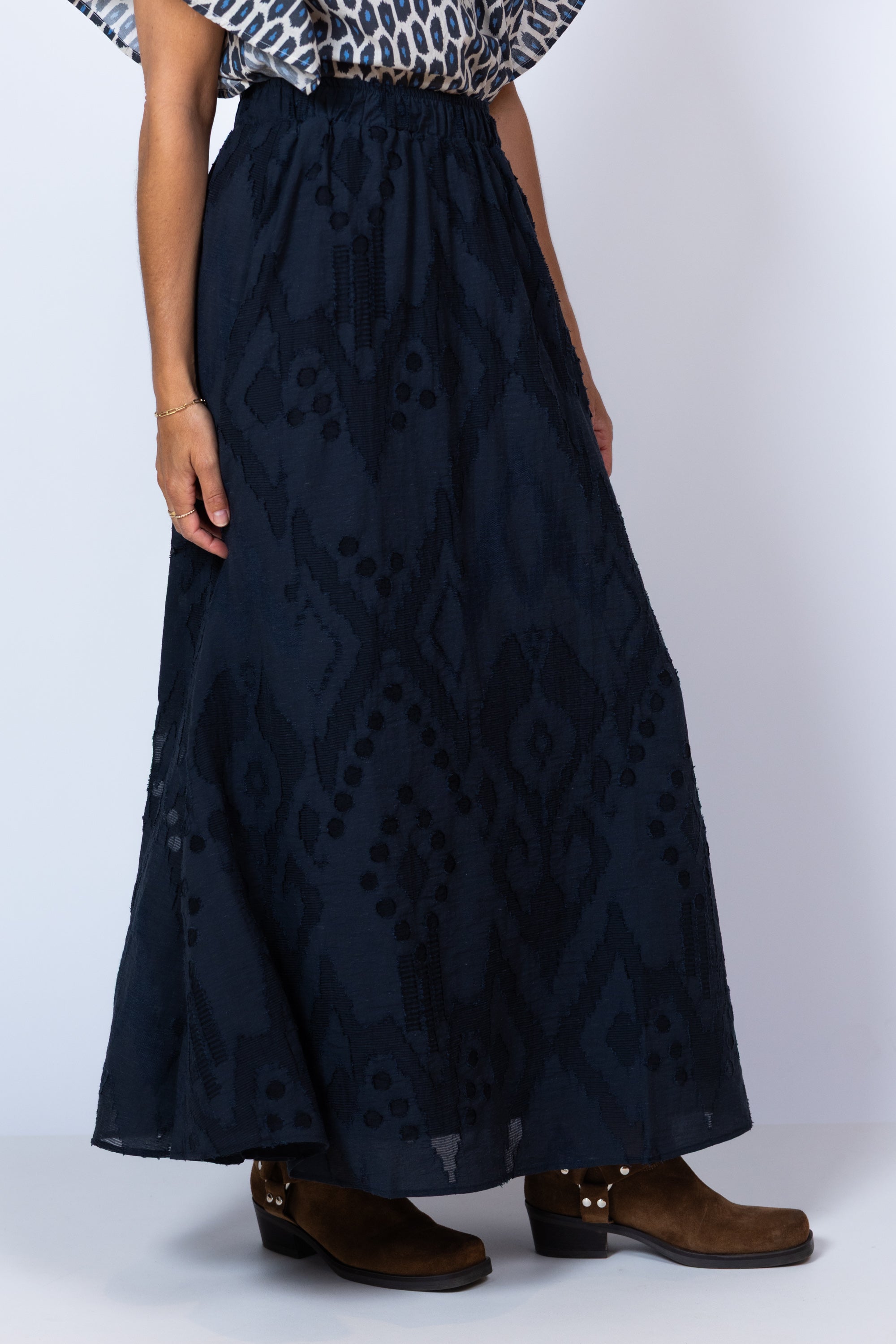 Rok met dessin - Marine