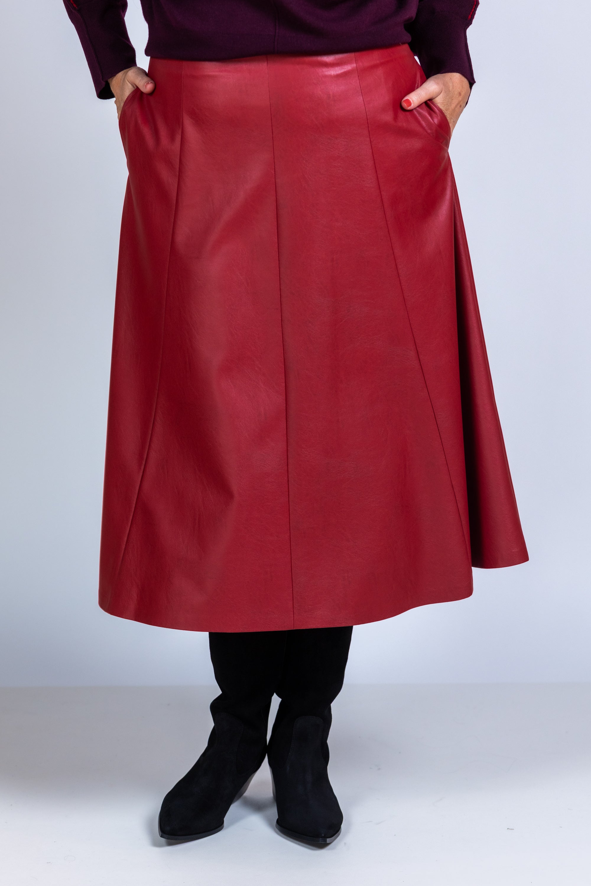 Rok met plooi - Donkerrood