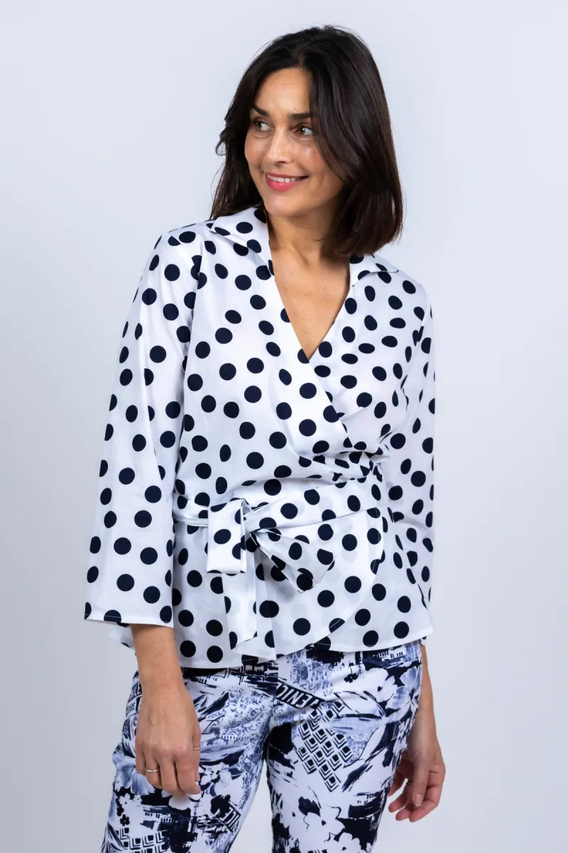 RIBKOFF Blouse met stippen - Marine
