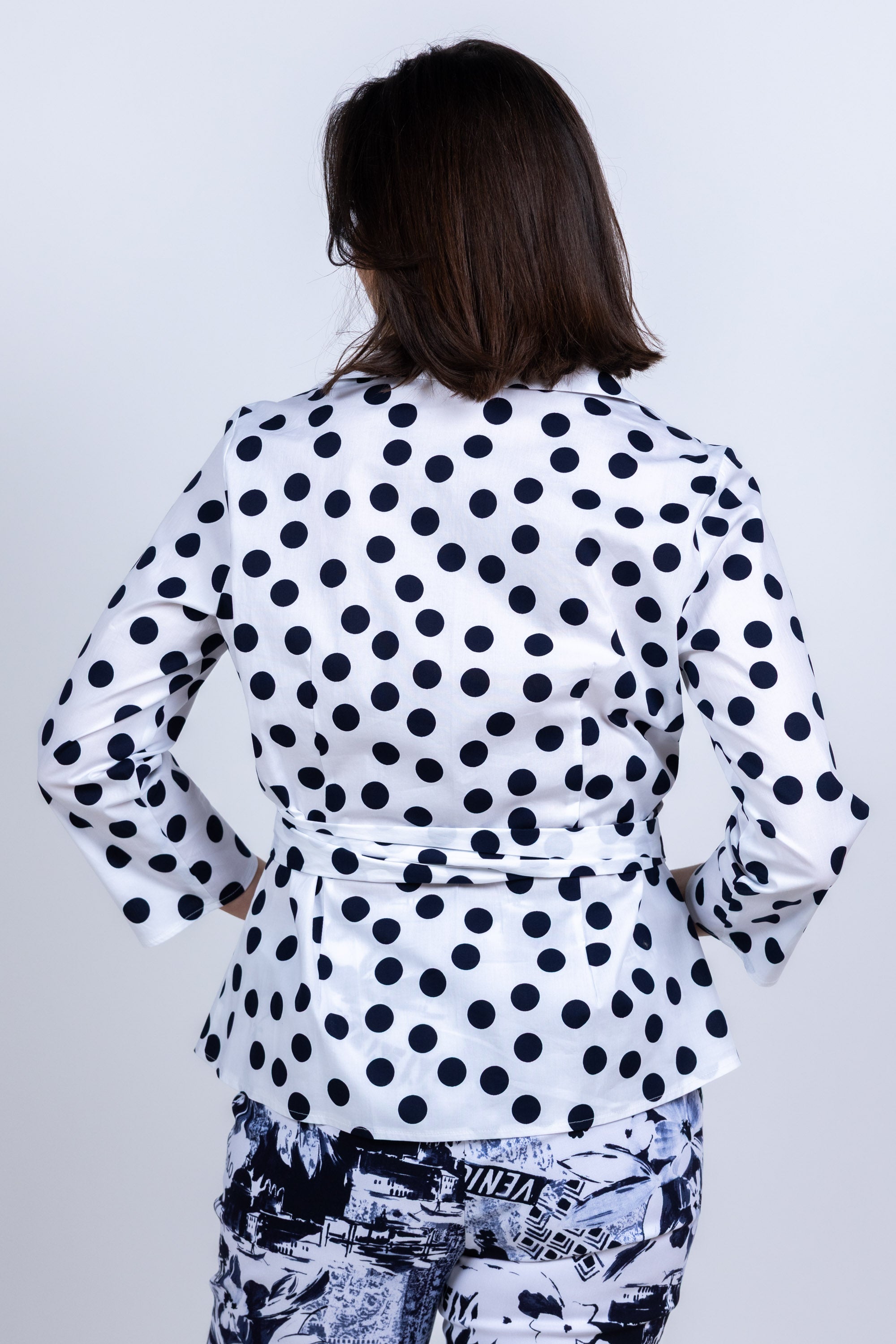 Blouse met stippen - Marine