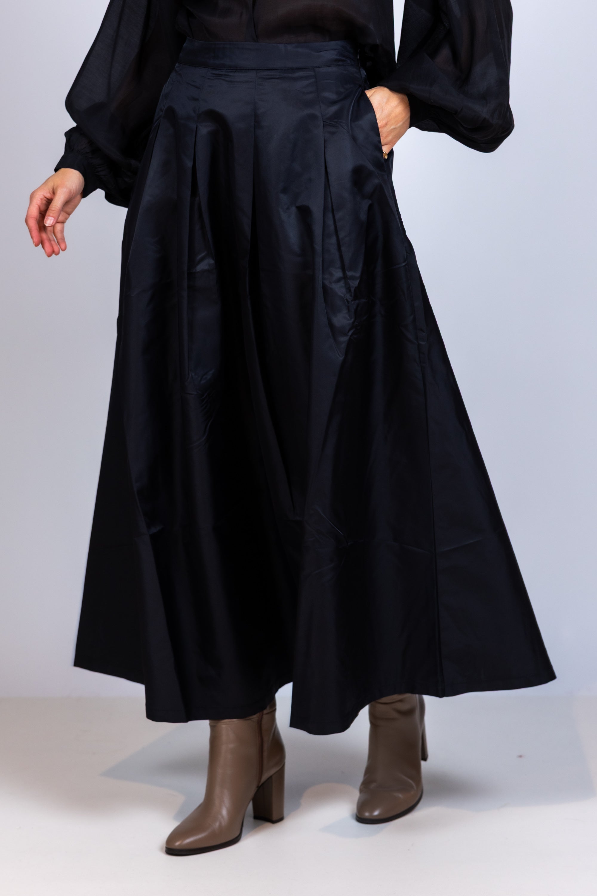 Rok met plooien - Zwart