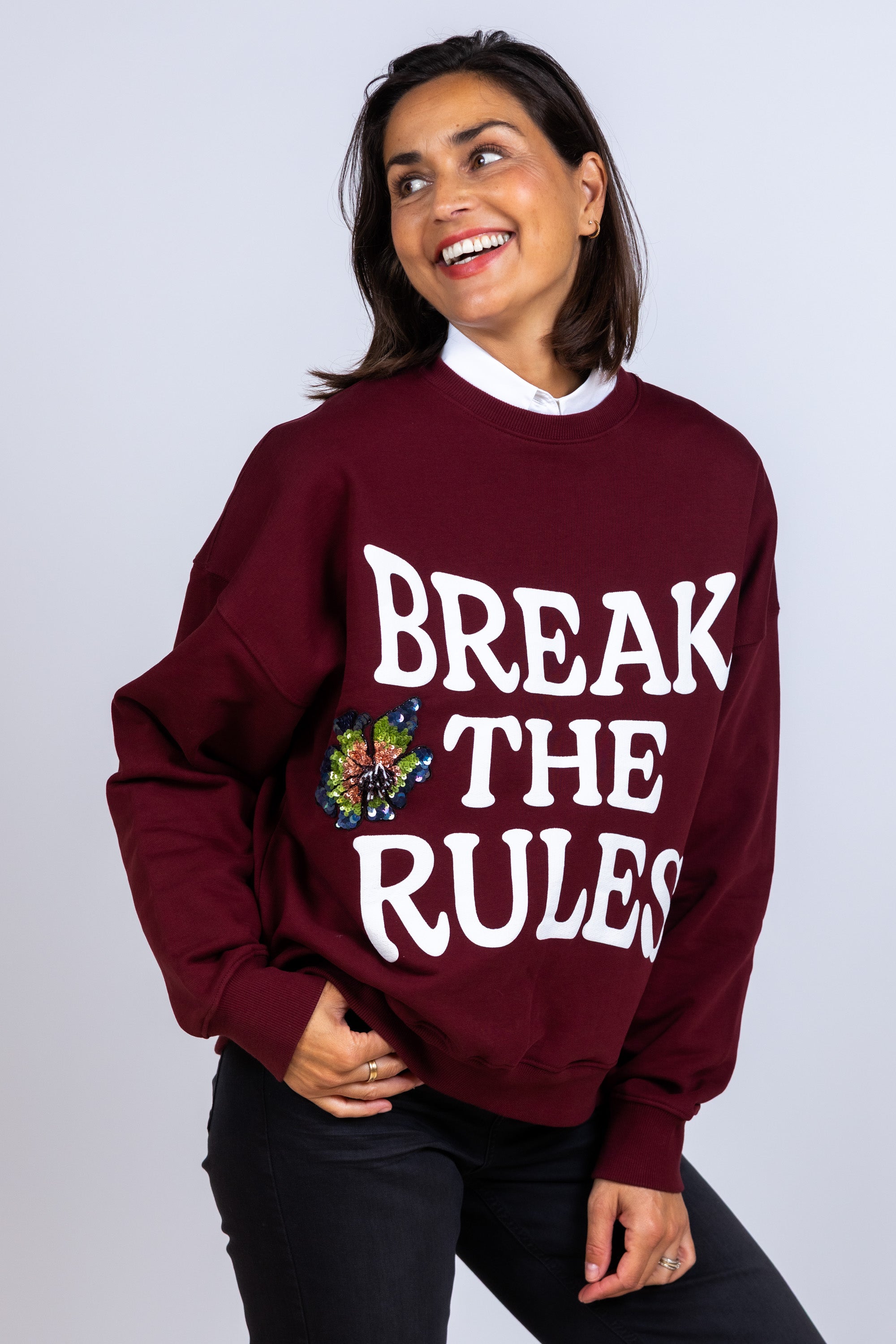 Sweater met tekst - Burgundy