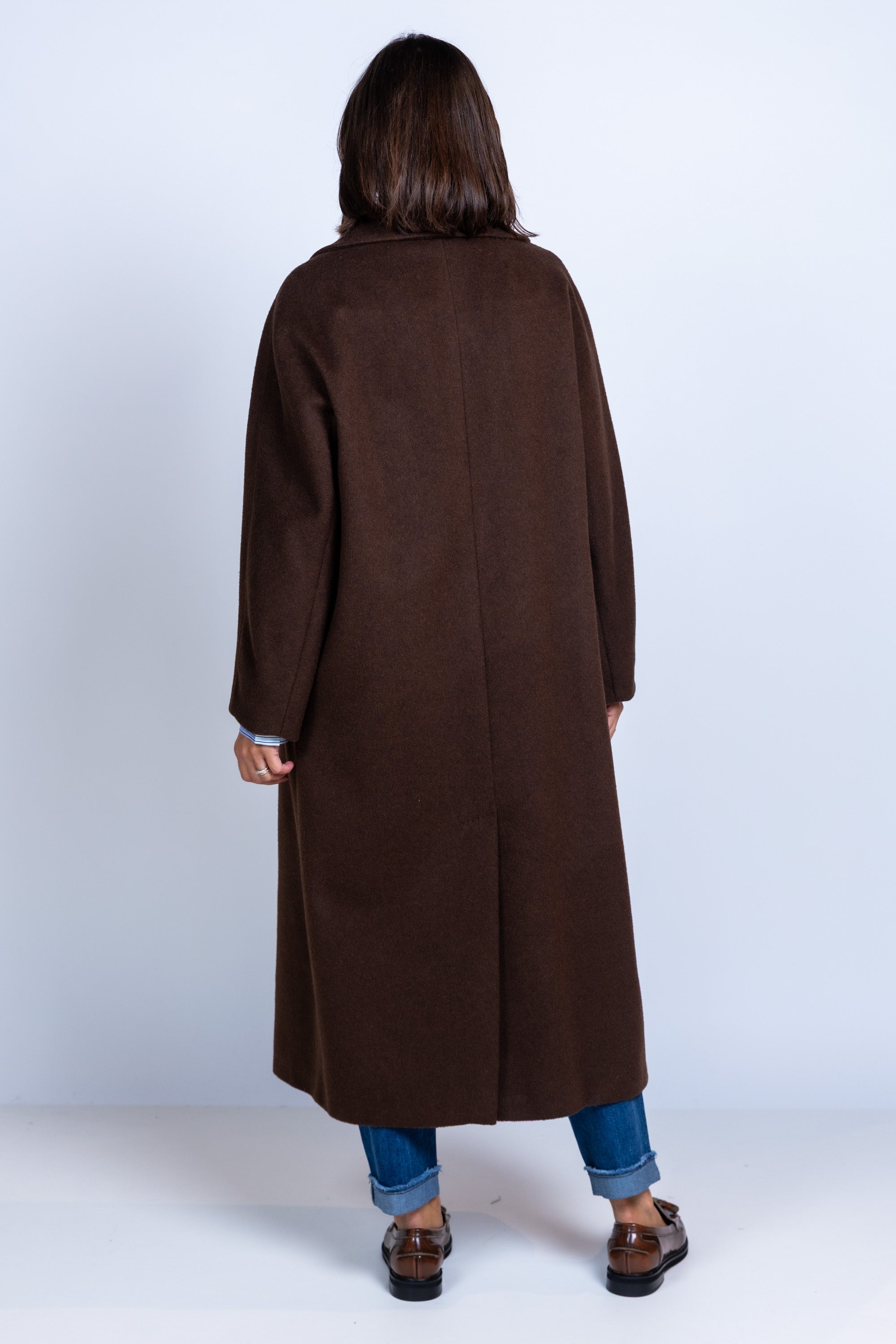 Lange wollen mantel - Bruin