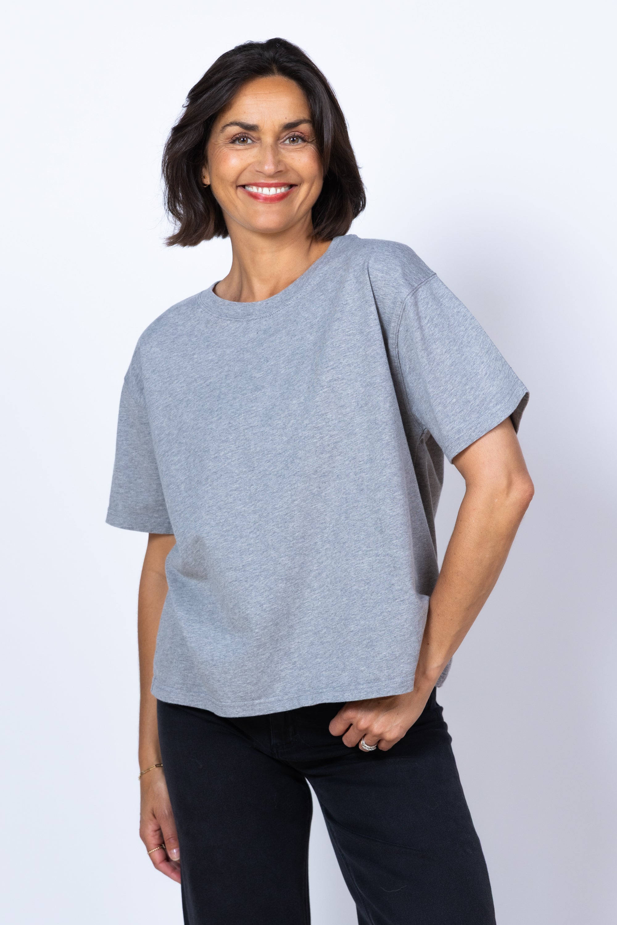 T-shirt met ronde hals - Lichtgrijs