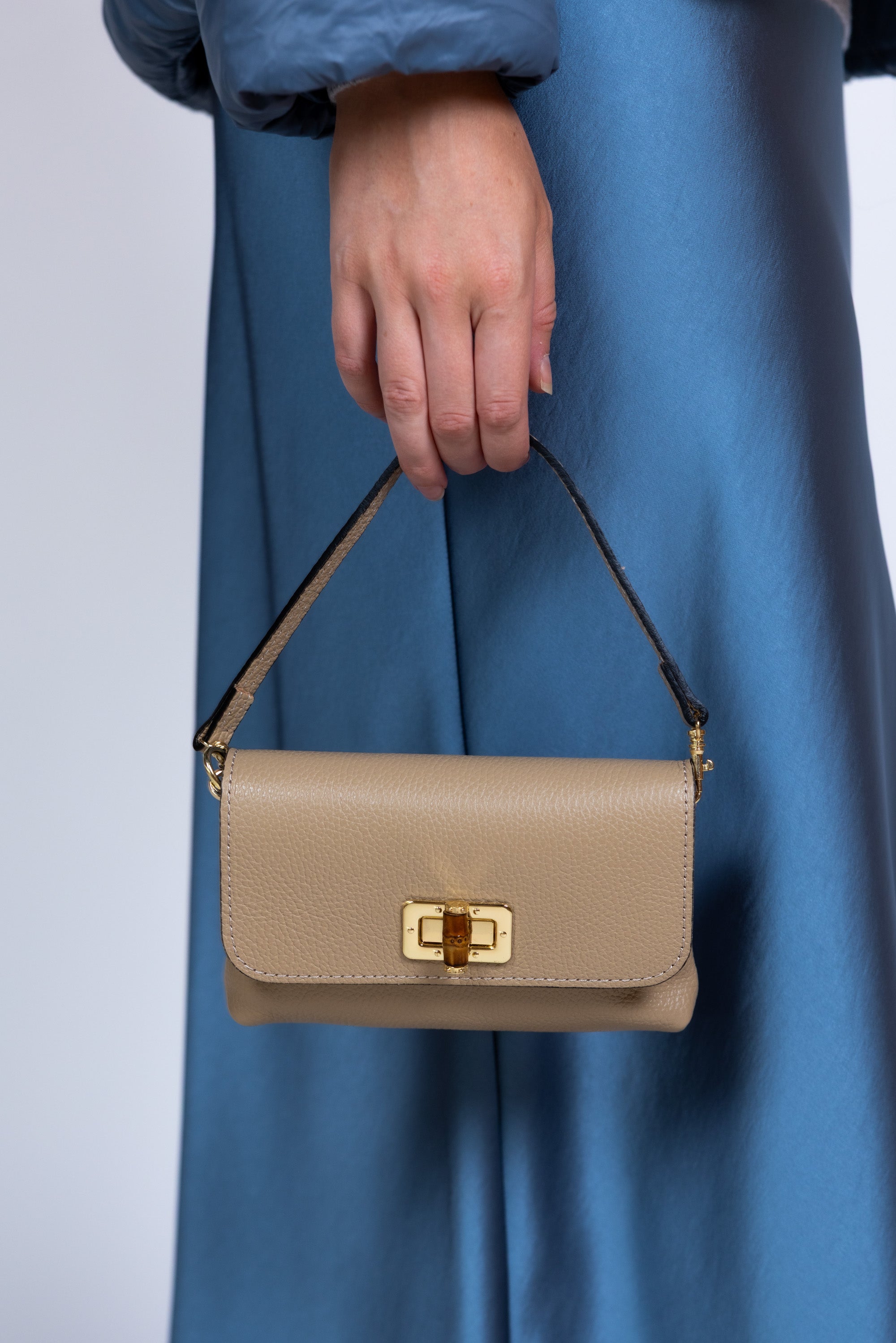 Handtas met sluiting - Taupe