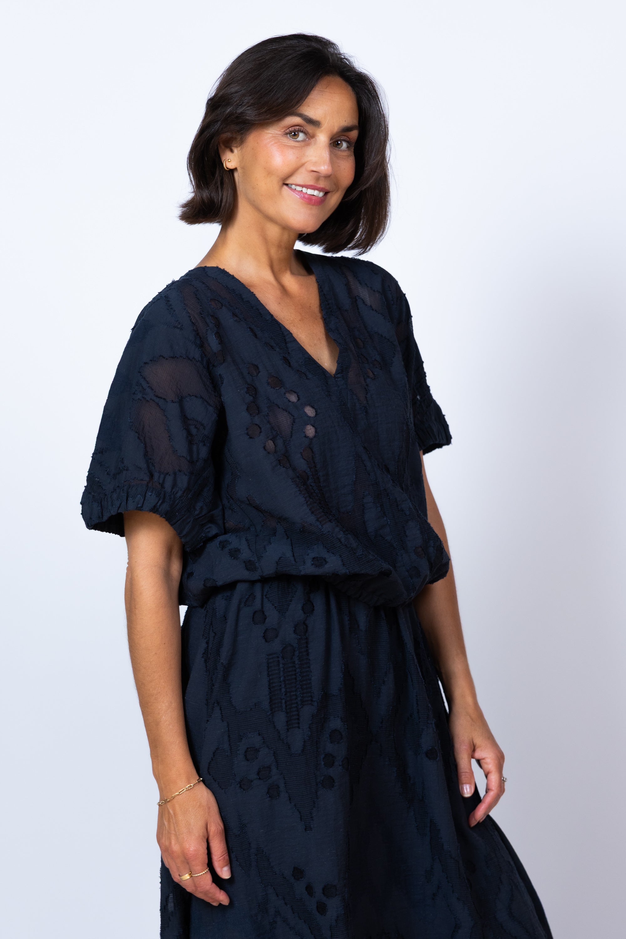 Blouse met structuur - Marine