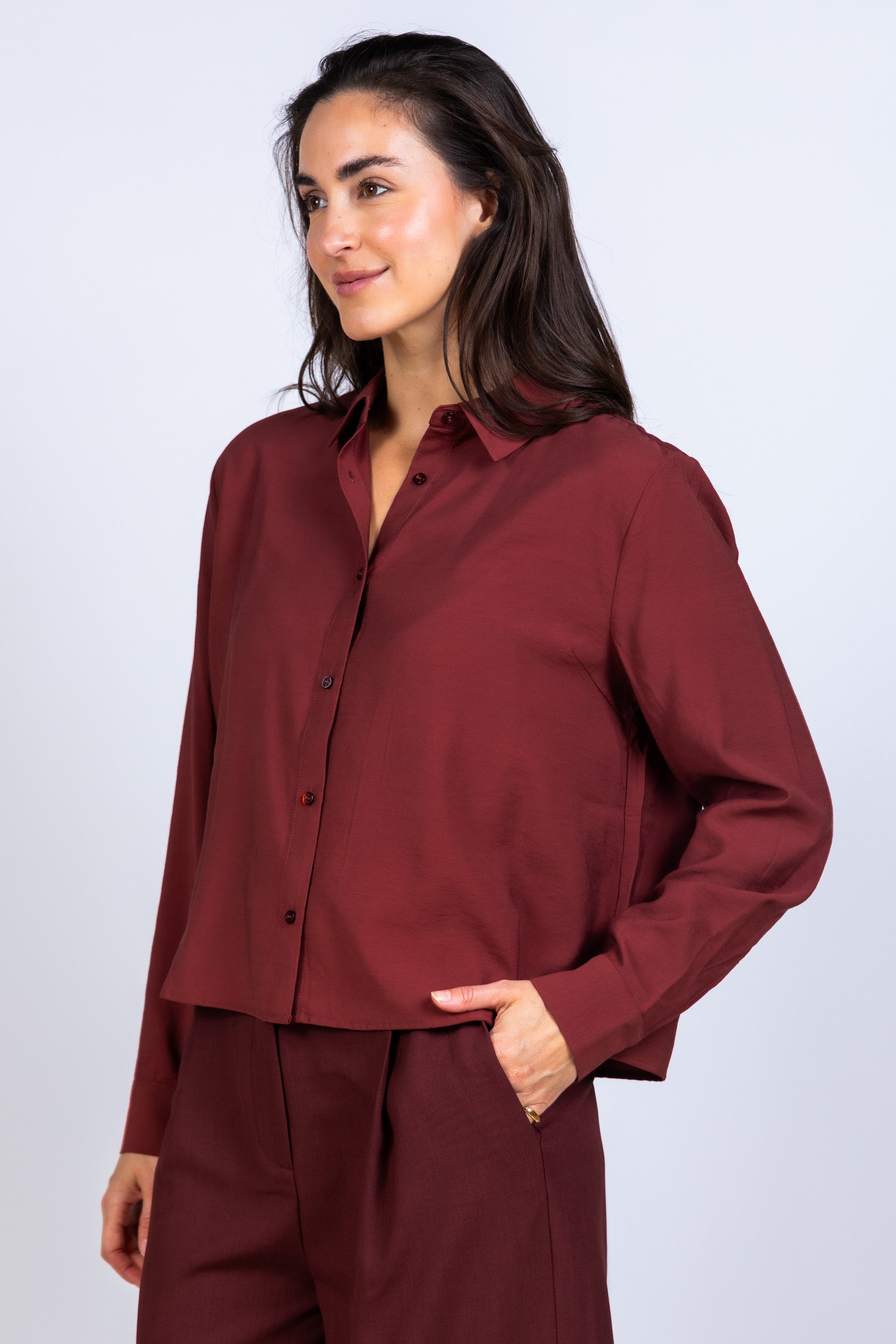 Blouse met knopen - Brique