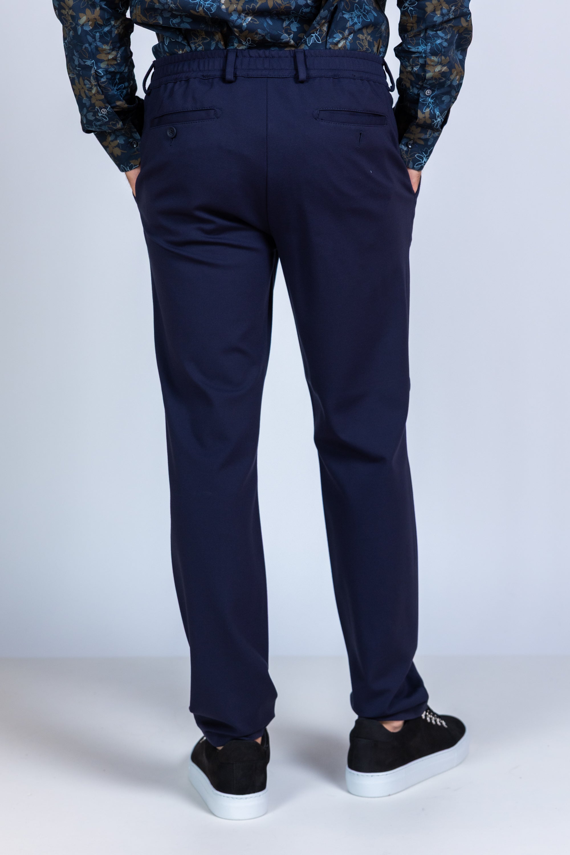 Broek met elastische taille - Marine