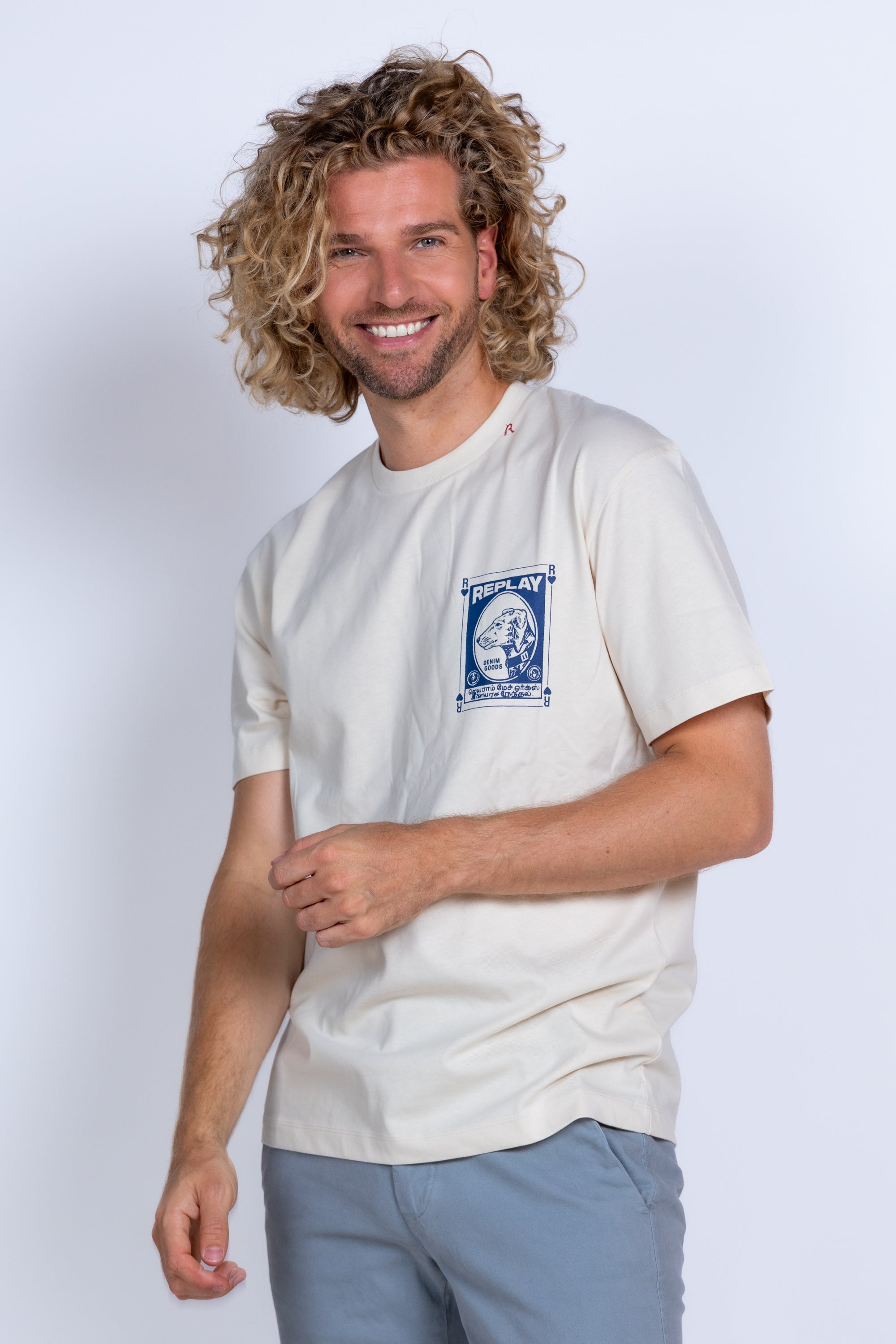 T-shirt met print - Ecru