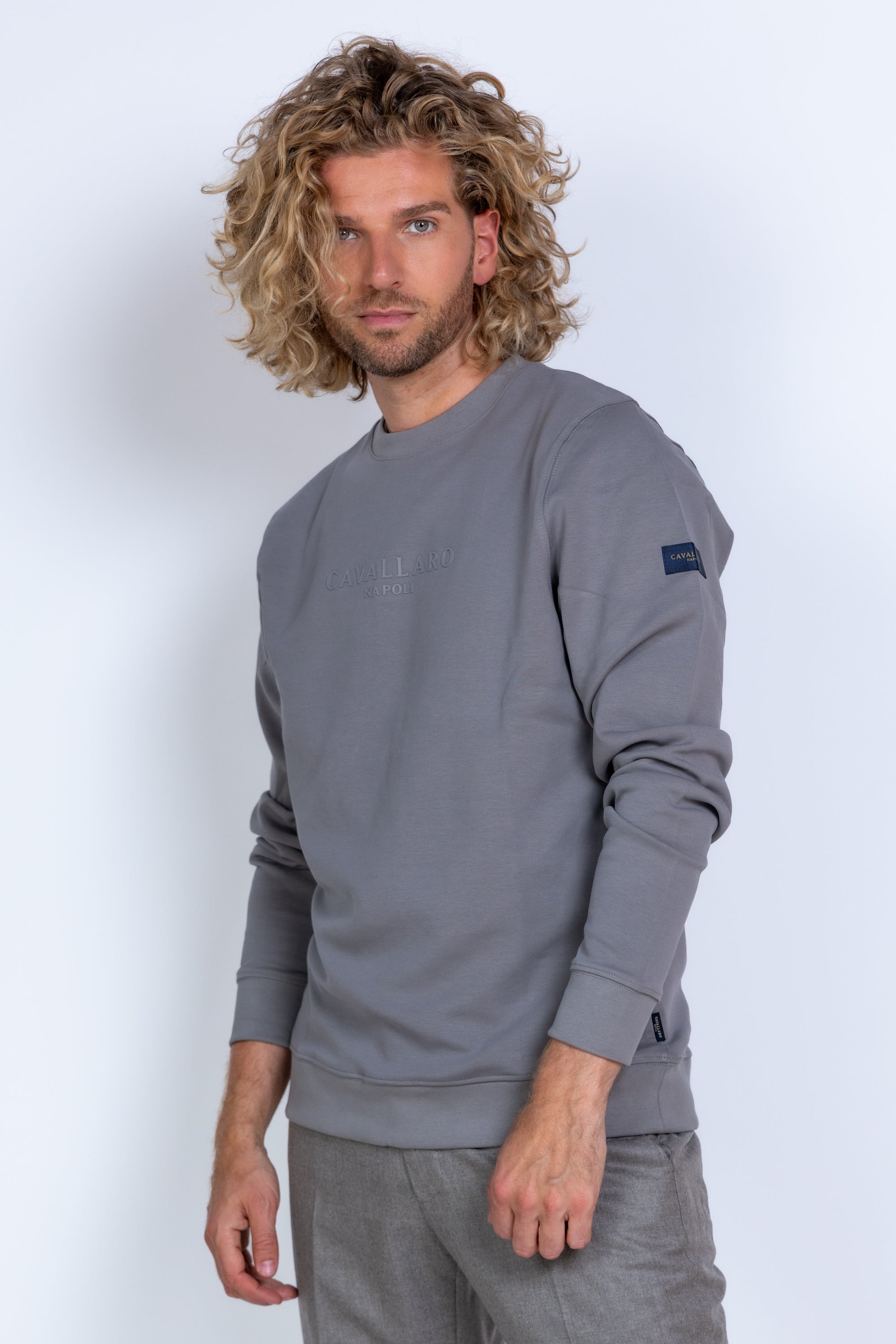 Sweater met logo - Grijs/groen