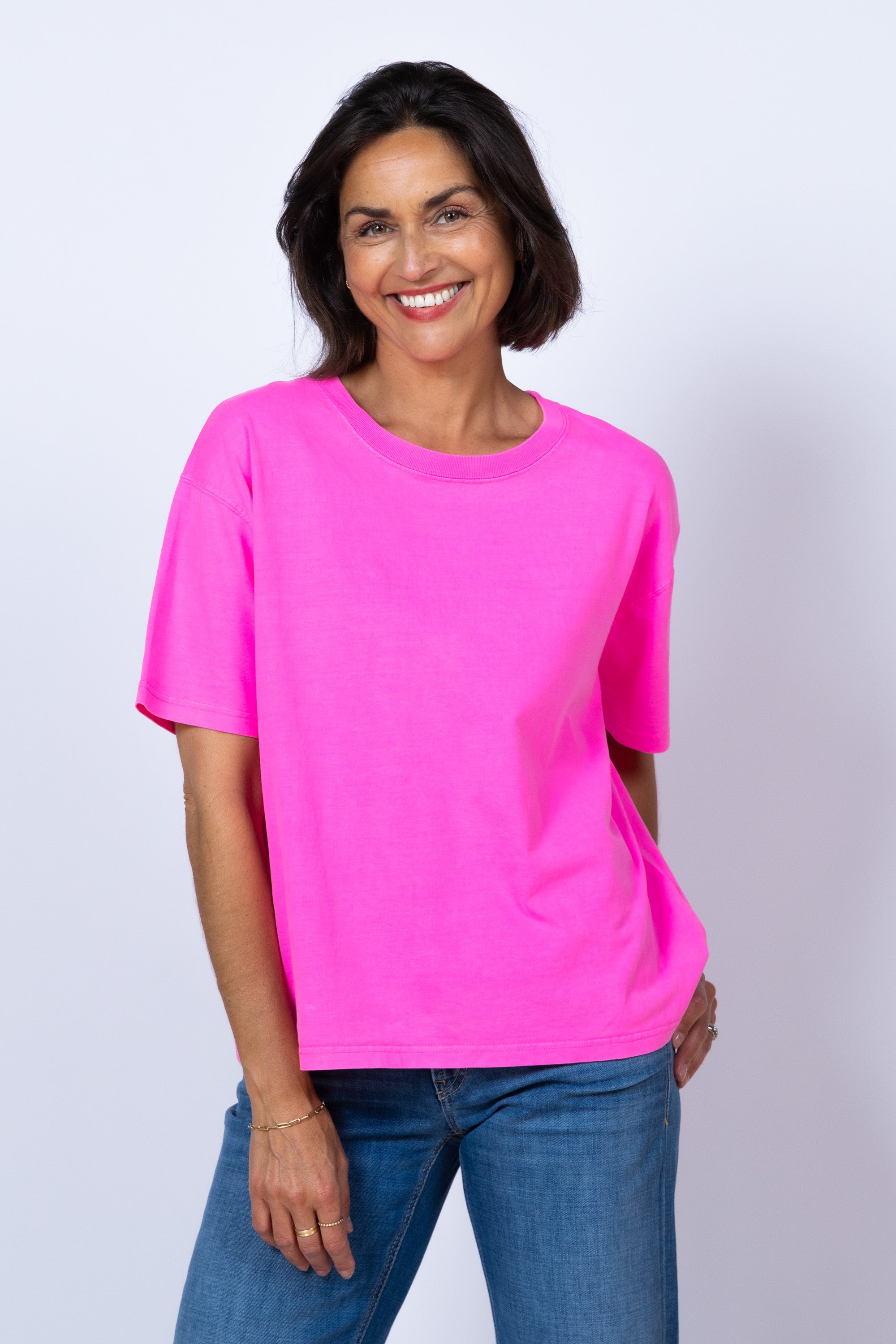 T-shirt met ronde hals - Pink/cyclaam