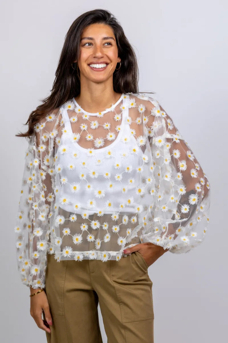 STUDIO CLIQUE Blouse met geborduurde bloemen - Ecru