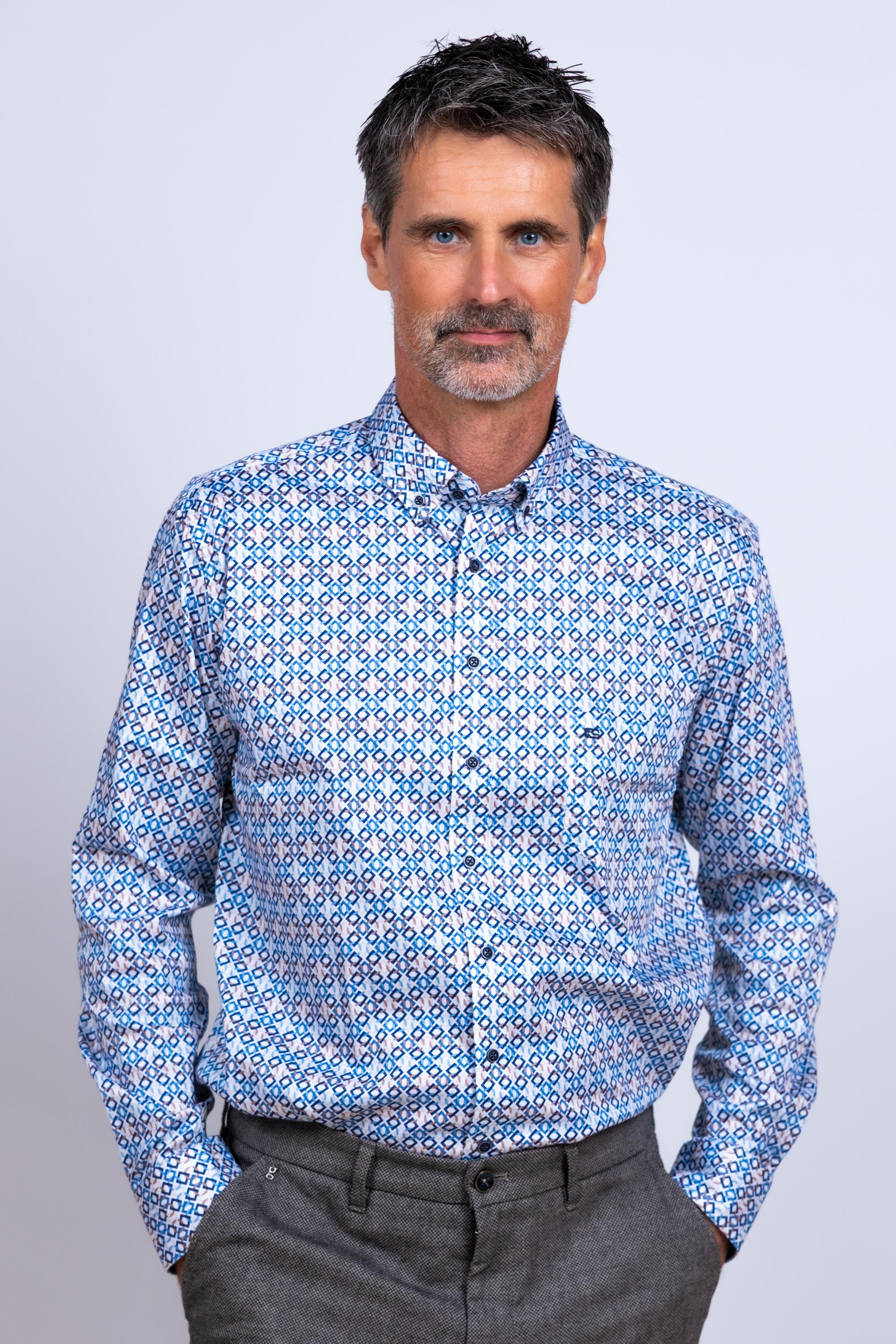 Overhemd met dessin - Zand