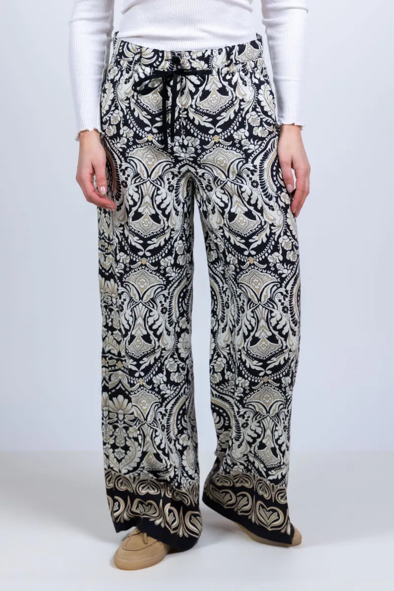 CAMBIO CAMBIO 8730-0414.03 Wijde broek met print - Zwart