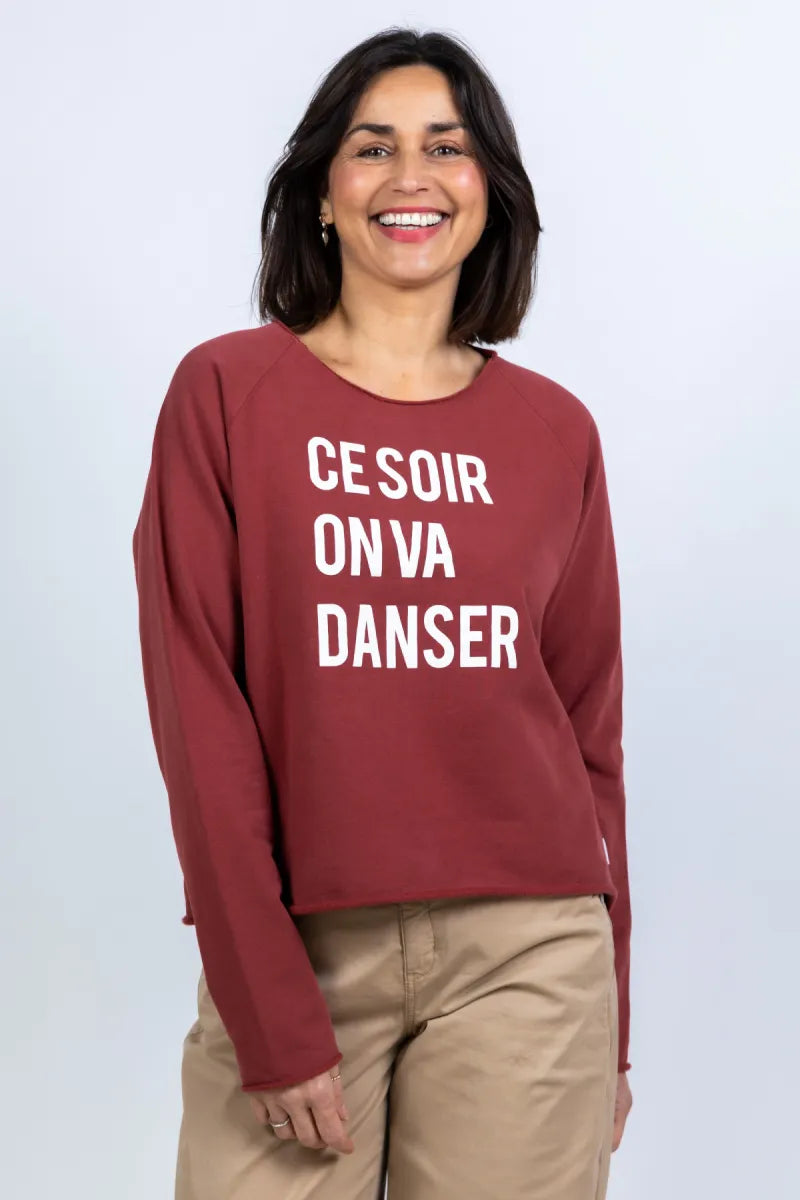 PENN & INK PENN & INK S26F1830 PENN & INK S26F1830 Sweater met tekst - Donkerbordeaux