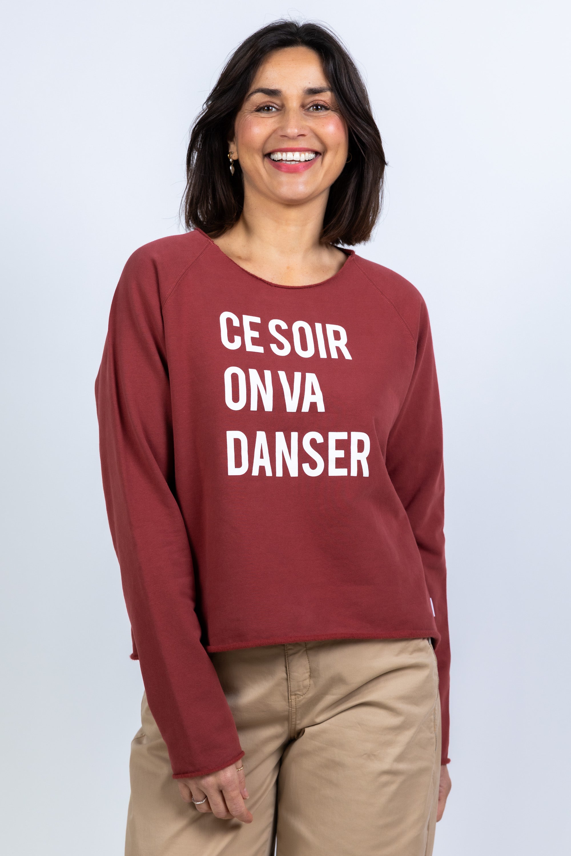 Sweater met tekst - Donkerbordeaux