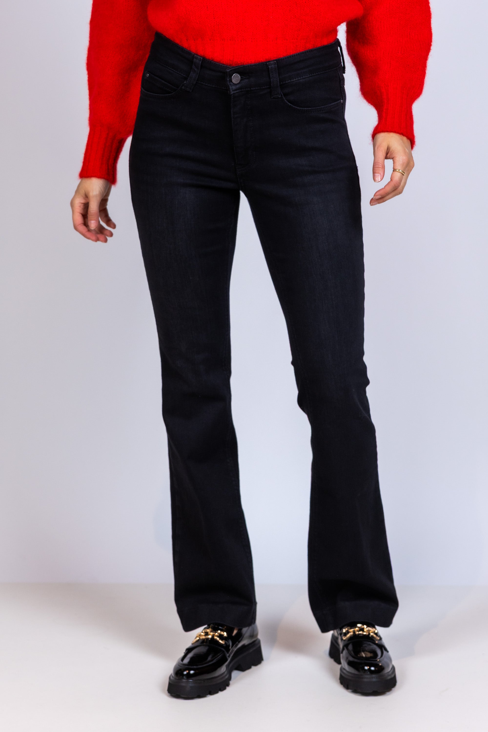 Broek met wijde pijpen - Black denim