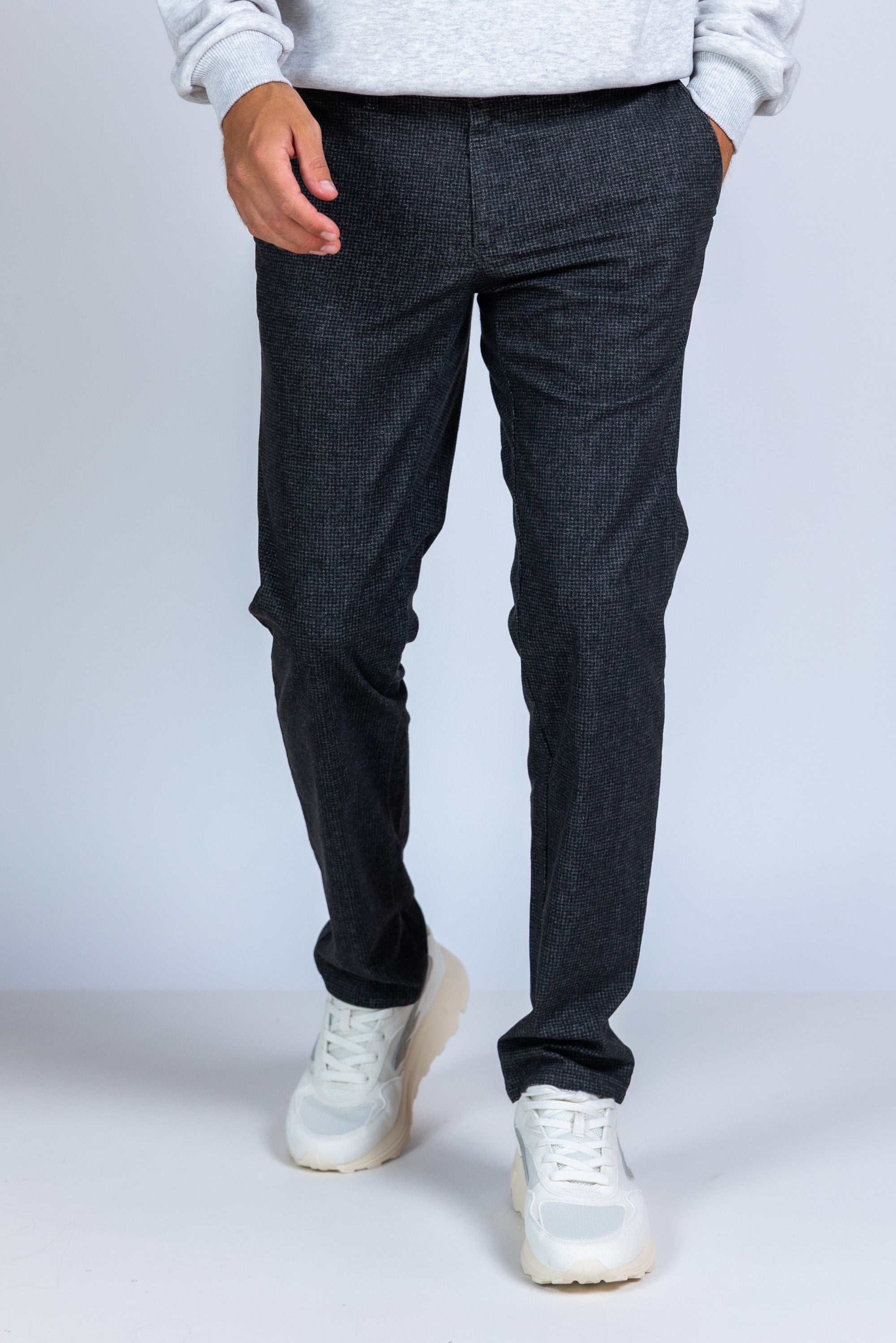 Pantalon met ruitpatroon - Antraciet