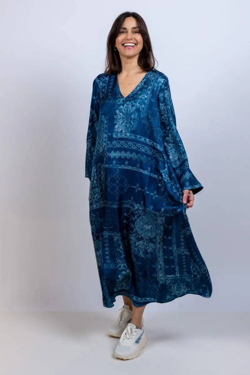 MOMONI MOMONI GARCIA MO01 Maxi jurk met print - Inkt
