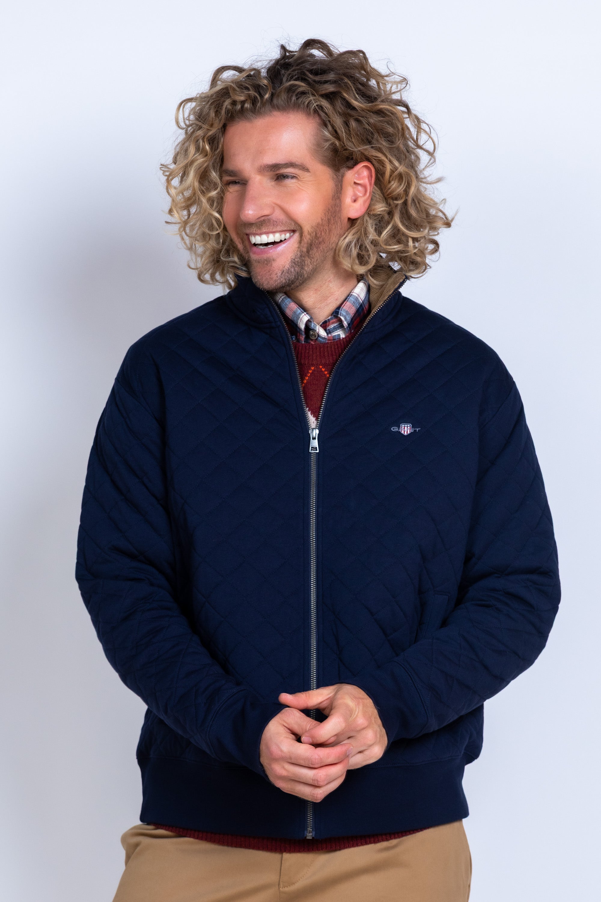 Vest met ruitpatroon - Marine