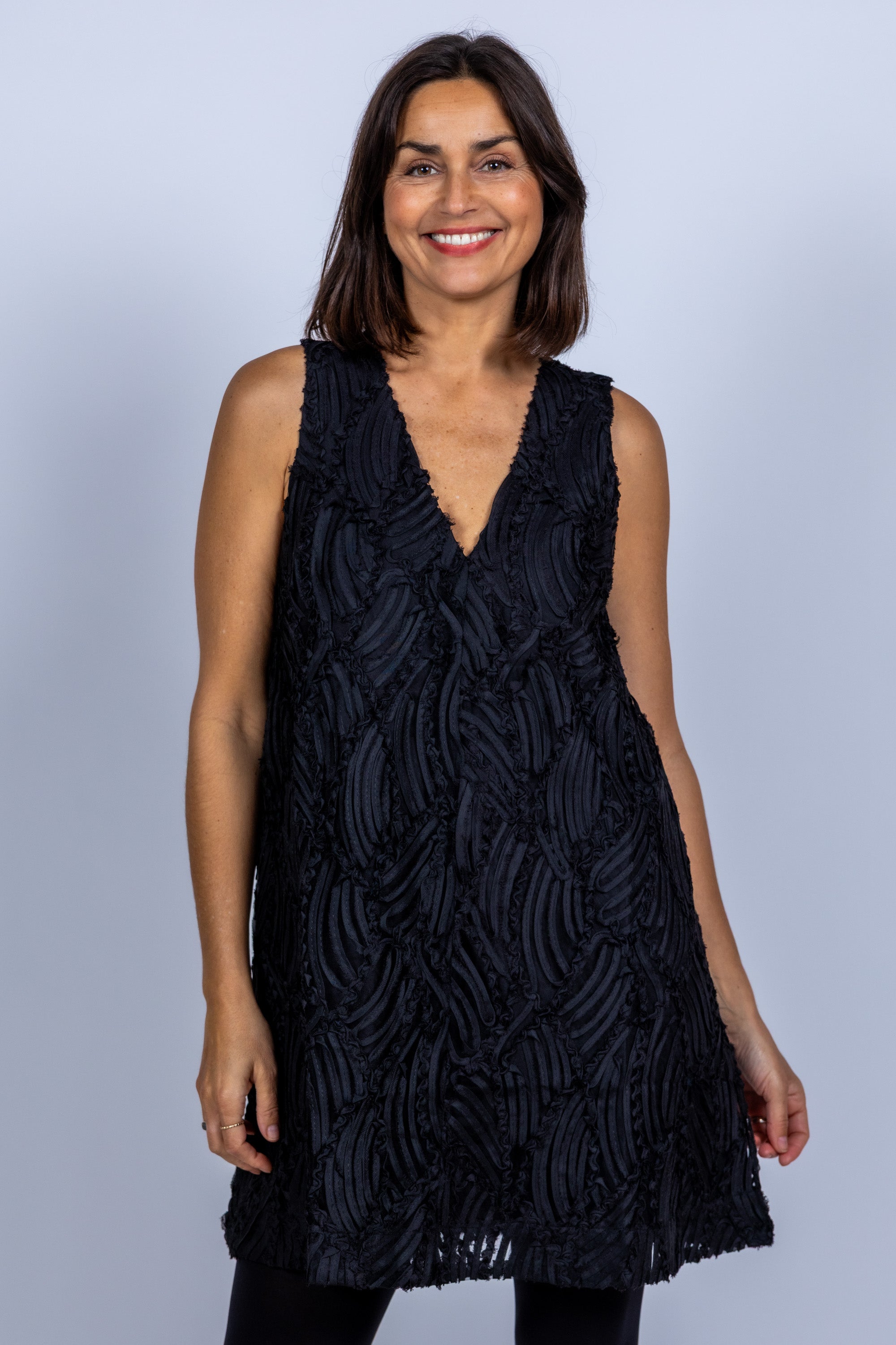 Jurk met textuur - Zwart