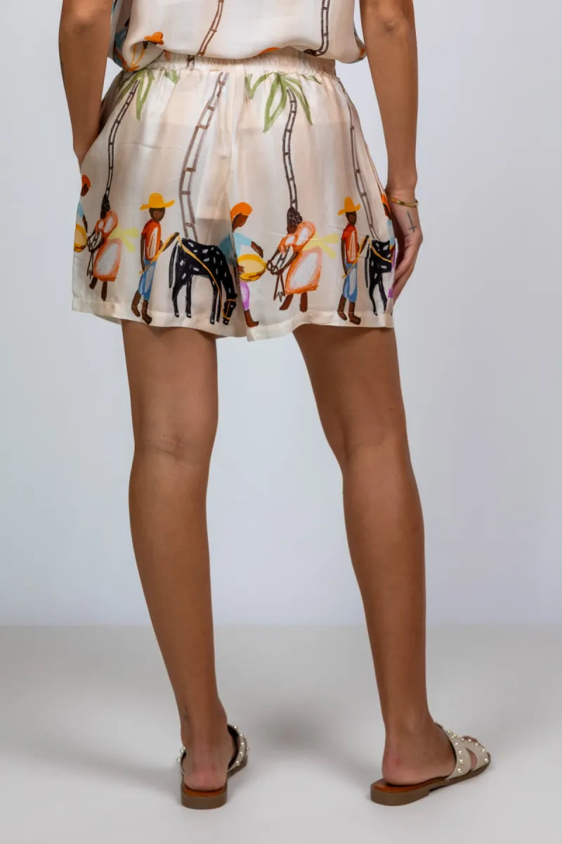 BSB BSB 055-241016 Short met print - Beige