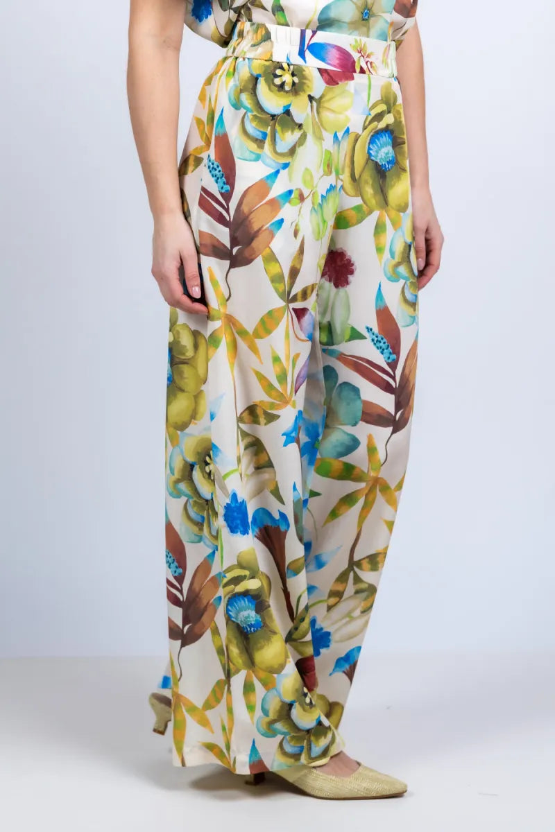 MOMONI MOMONI BACCARAT 01MO Wijde broek met print - Ecru