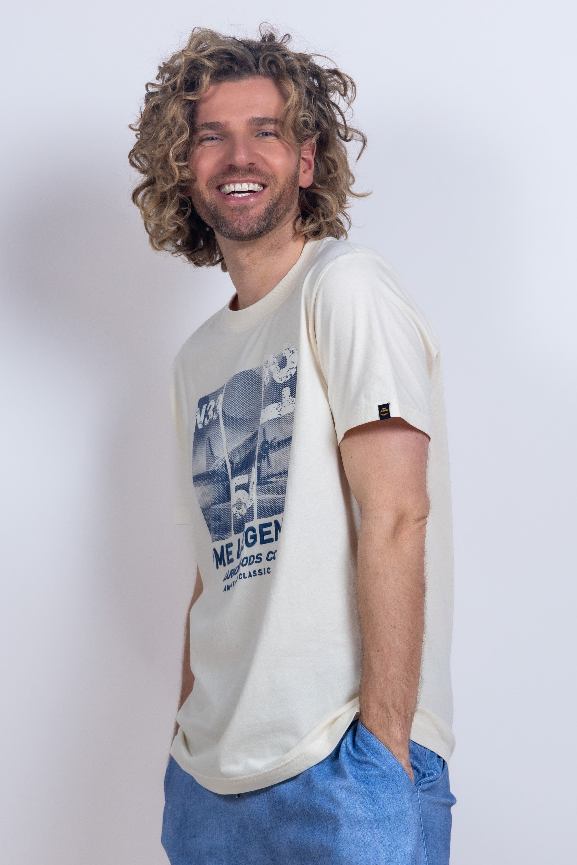 T-shirt met print - Ecru