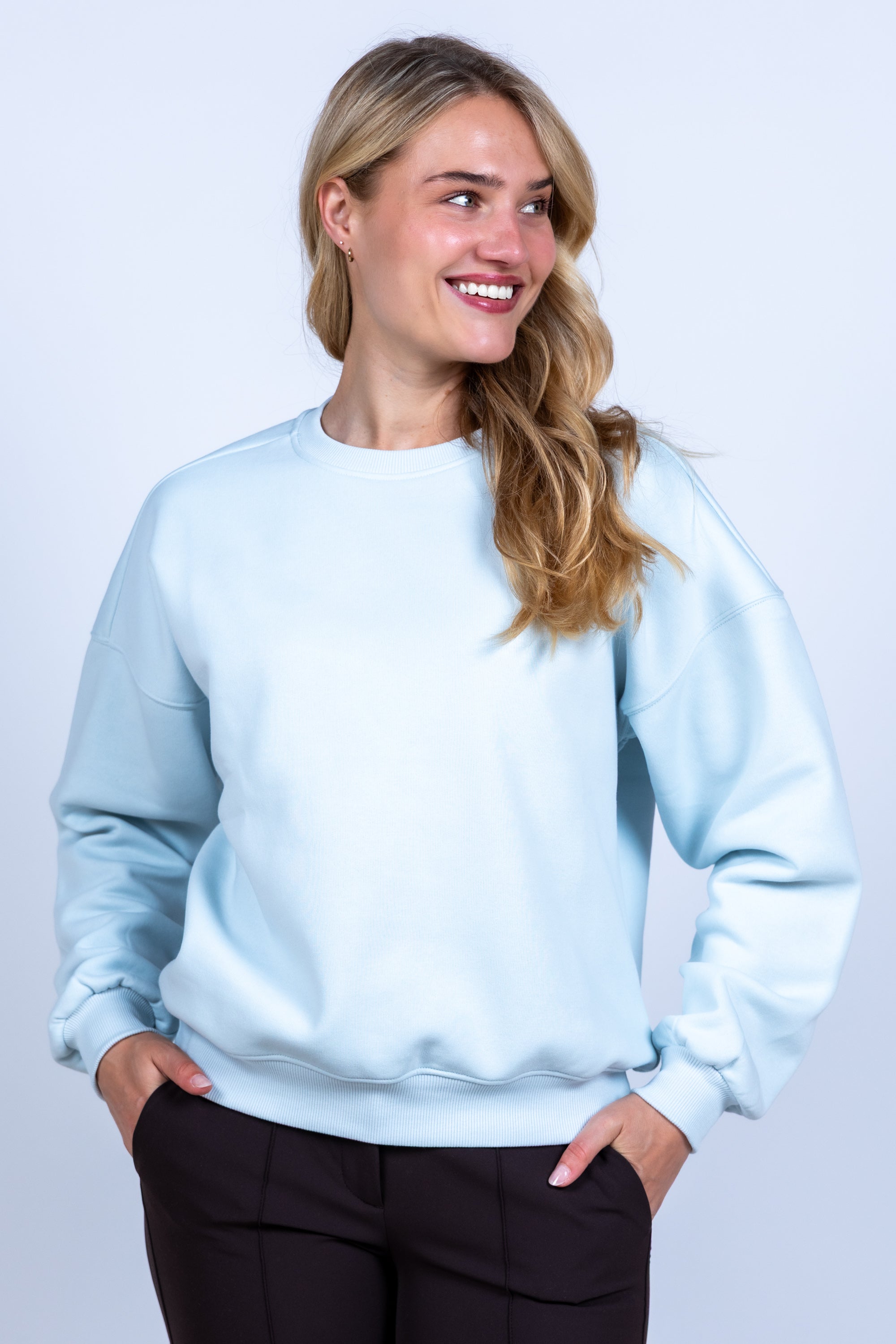 Sweater met ronde hals - Bleu