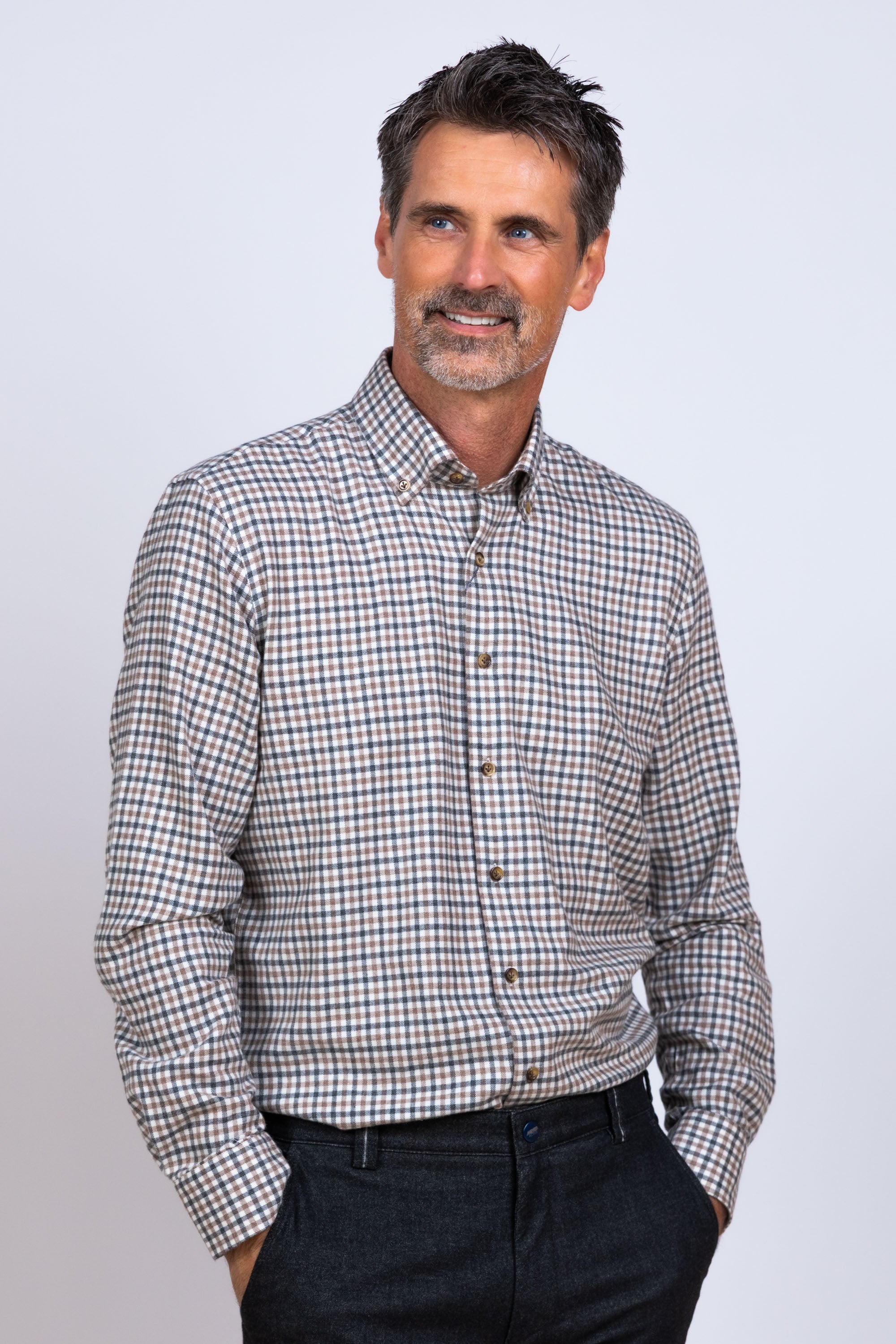 Overhemd met ruit - Zand