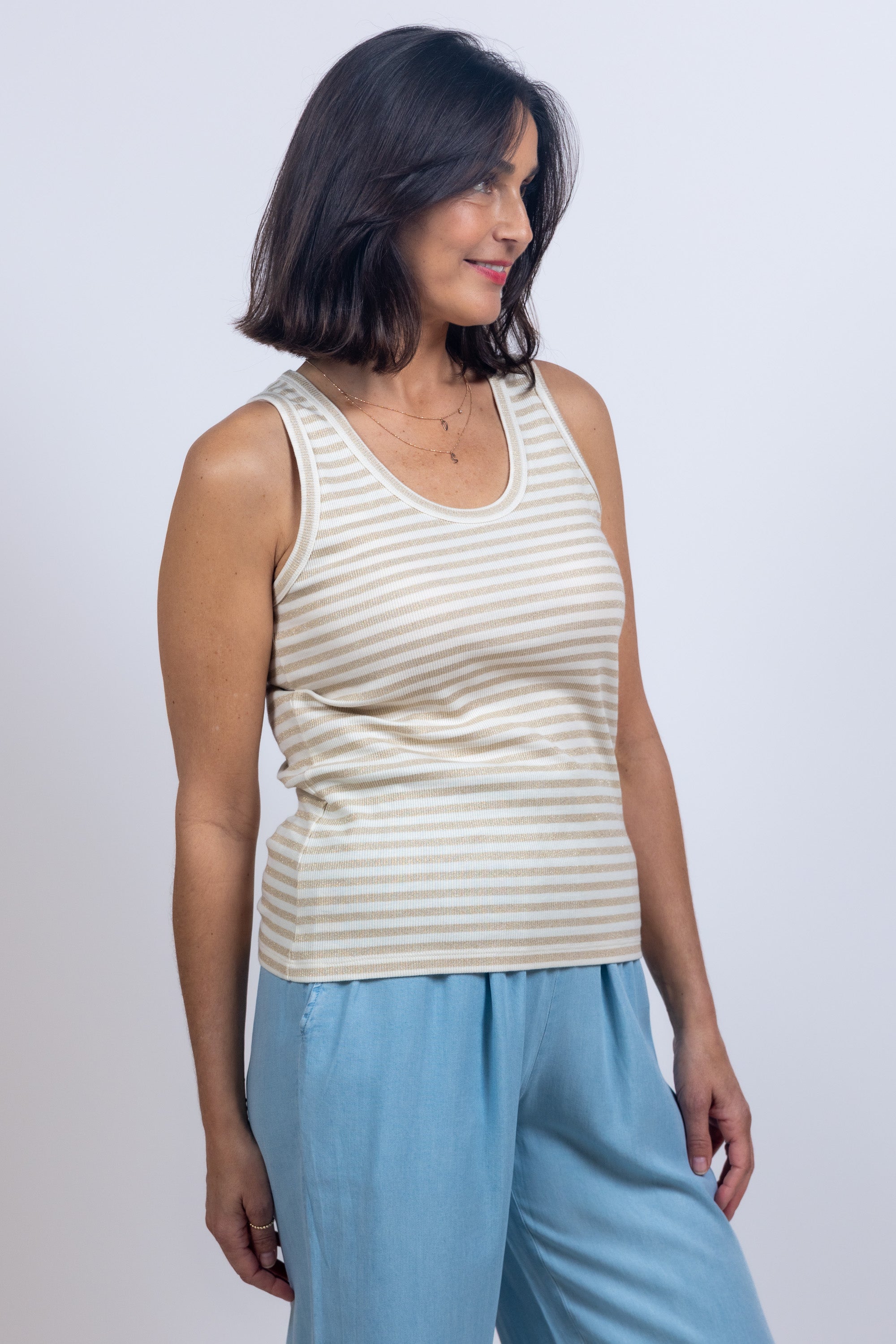 Top met strepen - Goud