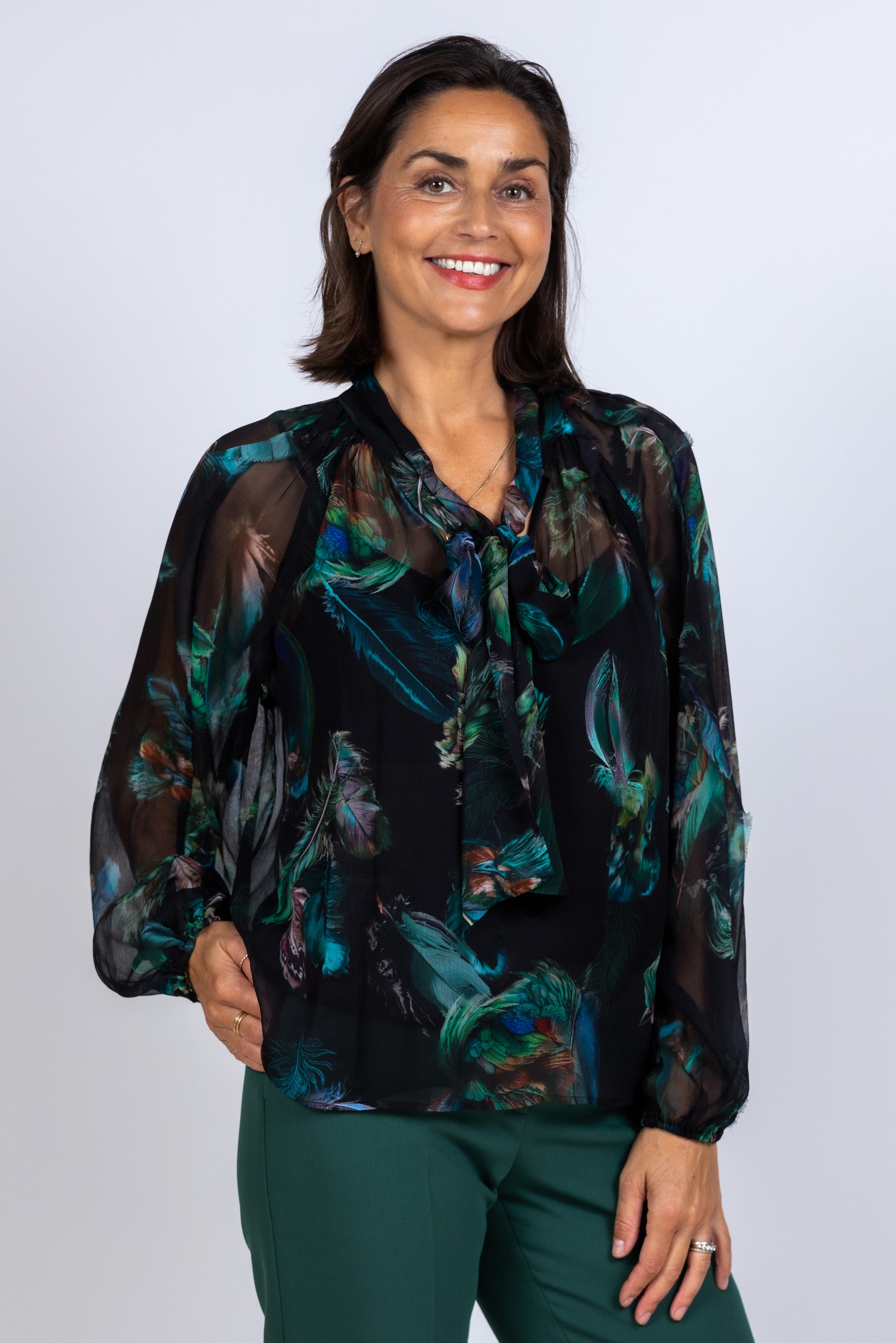 Blouse met strik - Zwart