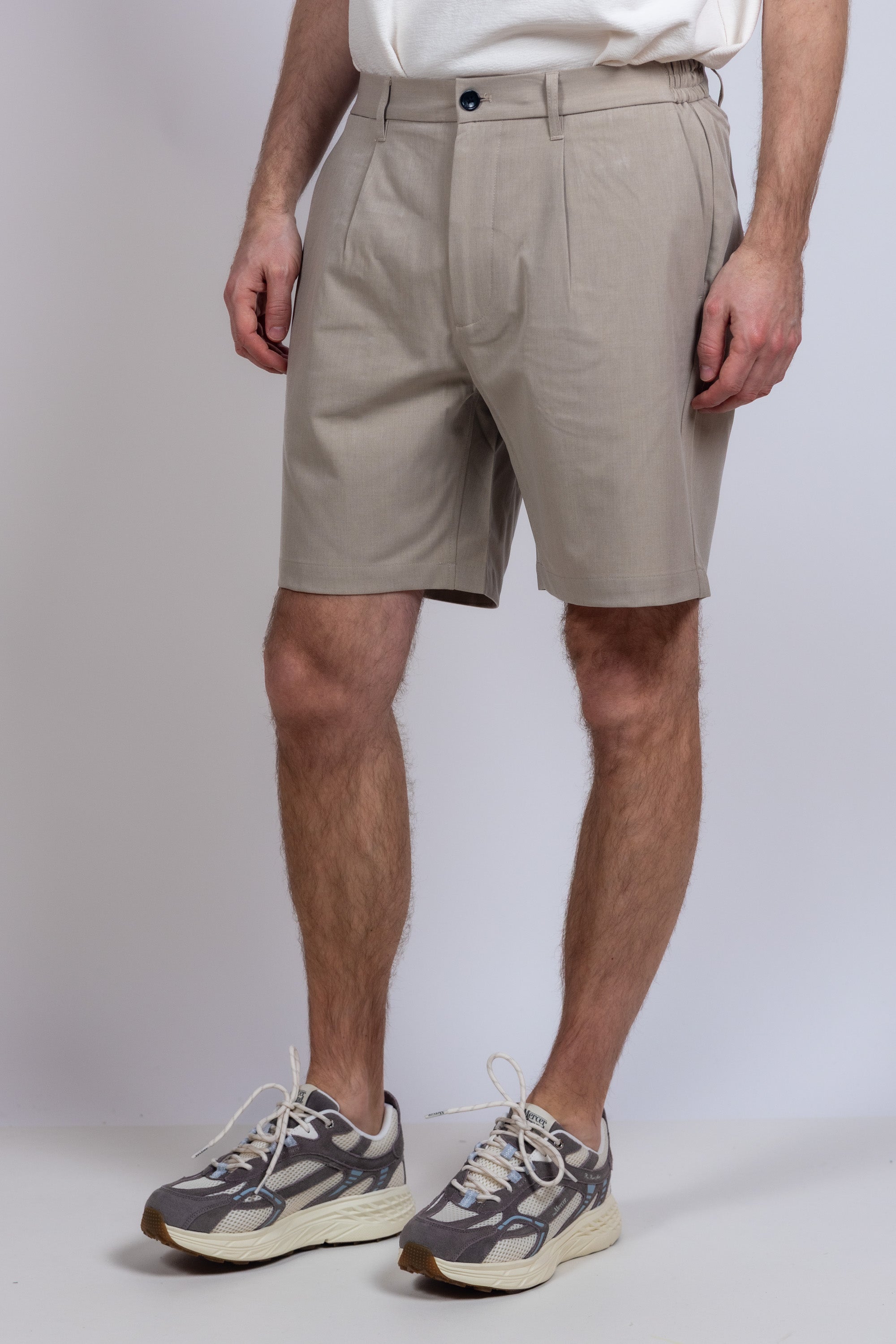 Korte broek met plooien - Beige