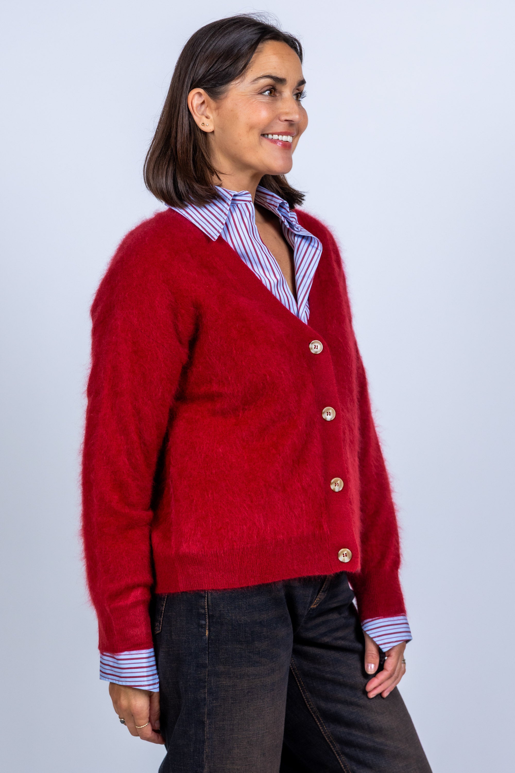 Vest met knopen - Donkerbordeaux